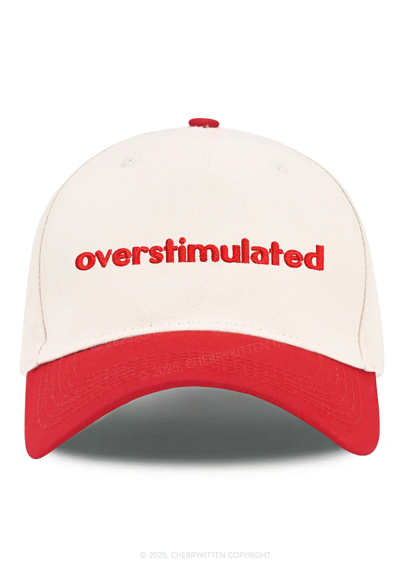 Embroidered Overstimulated Y2K Color Block Baseball Cap Cherrykitten - Image 4