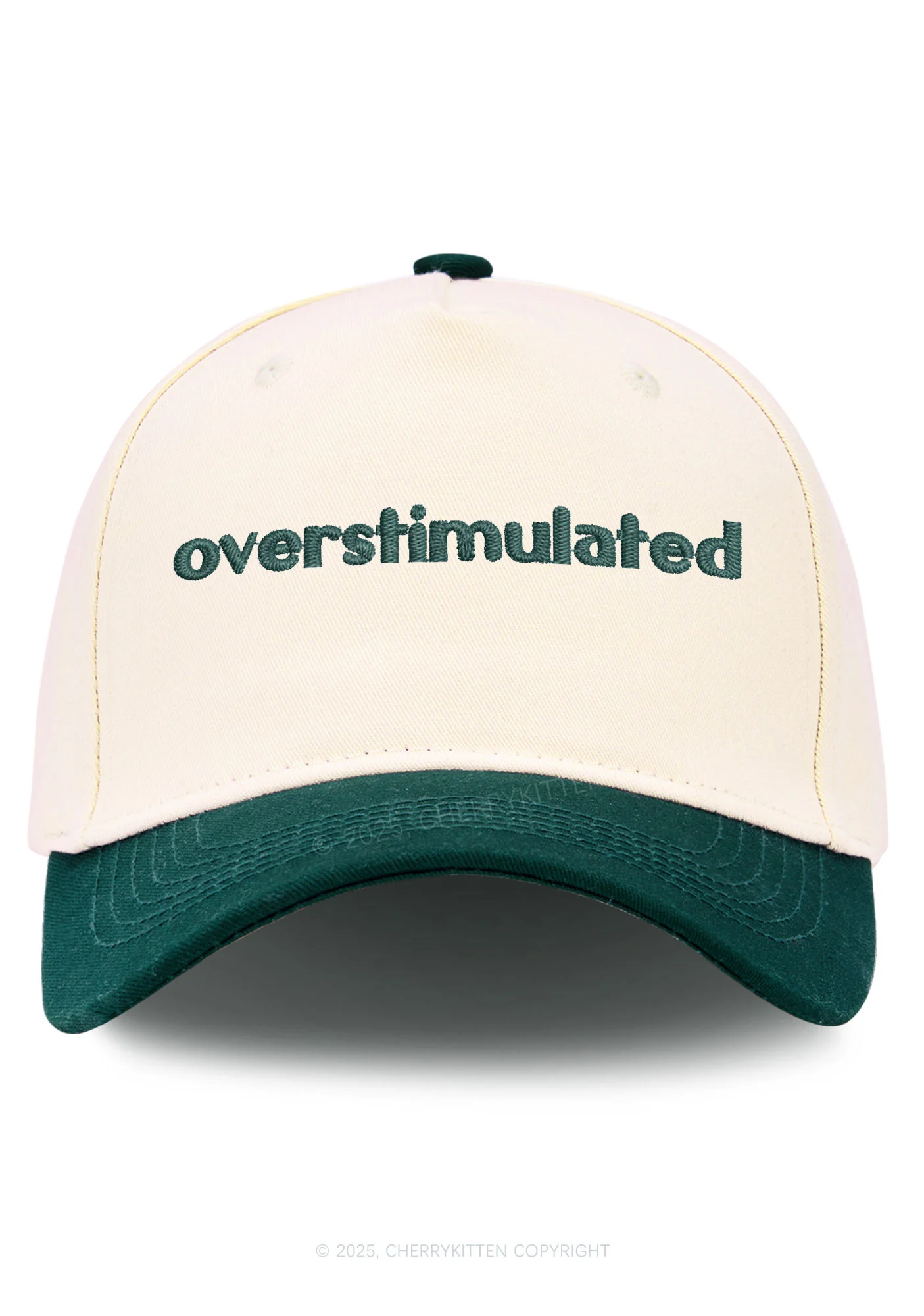 Embroidered Overstimulated Y2K Color Block Baseball Cap Cherrykitten - Image 5