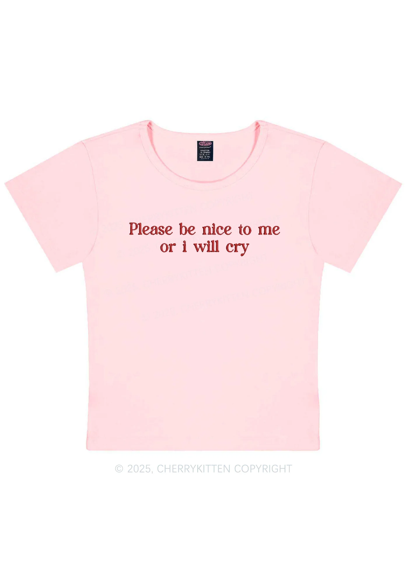 Embroidered Please Be Nice To Me Y2K Baby Tee Cherrykitten - Image 6
