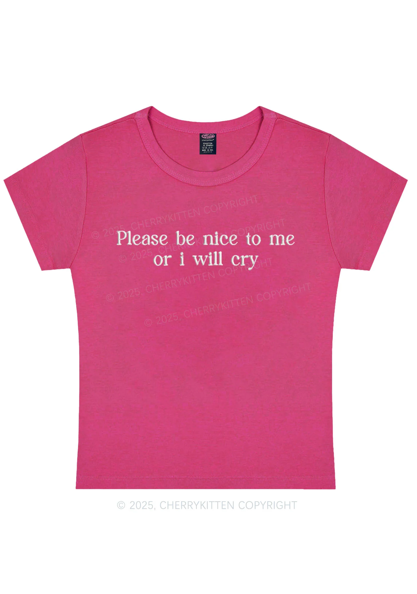 Embroidered Please Be Nice To Me Y2K Baby Tee Cherrykitten - Image 7