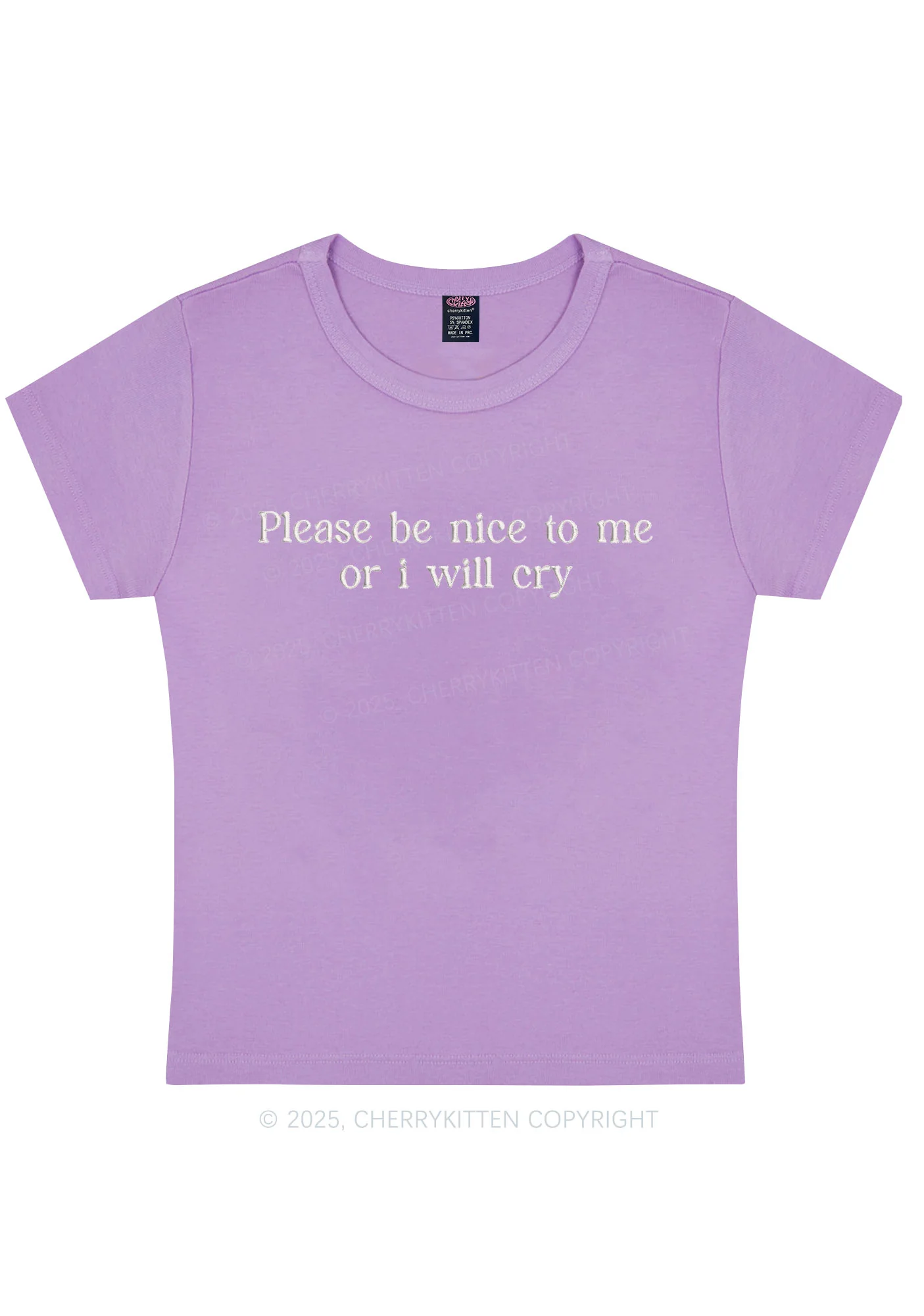 Embroidered Please Be Nice To Me Y2K Baby Tee Cherrykitten - Image 8
