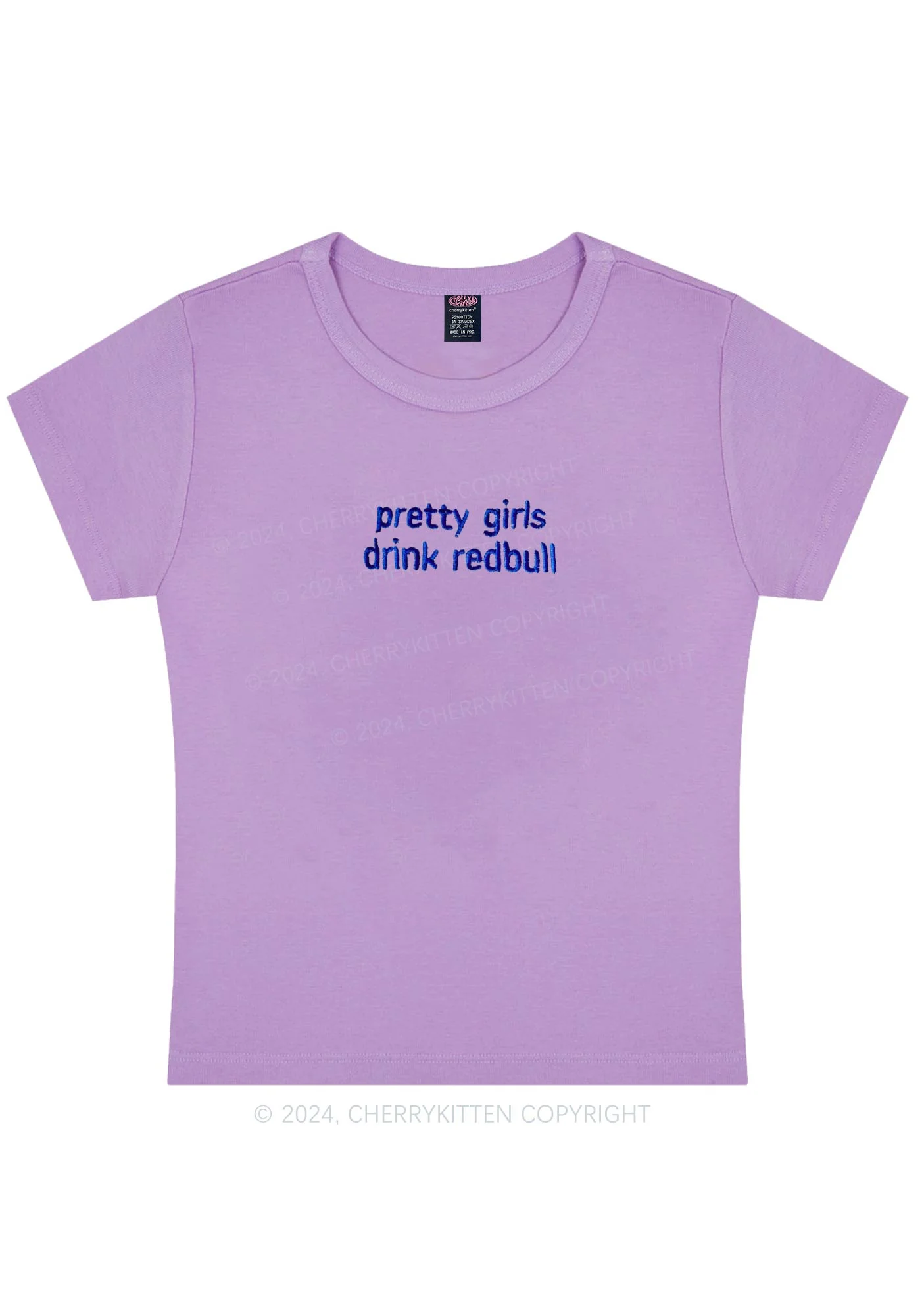 Embroidered Pretty Girls Drink Red Y2K Baby Tee Cherrykitten - Image 7