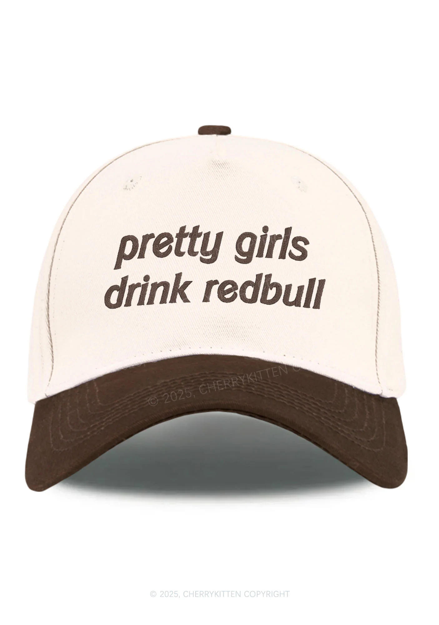 Embroidered Pretty Girls Drink Red Y2K Color Block Baseball Cap Cherrykitten - Image 6