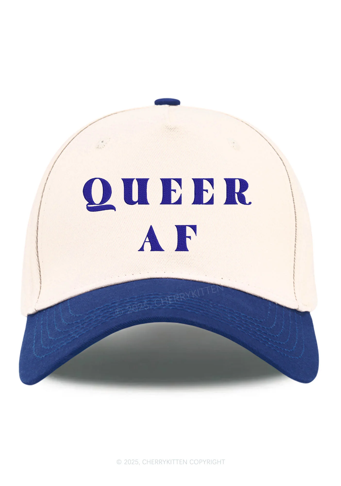Embroidered Queer AF Pride Y2K Color Block Baseball Cap Cherrykitten - Image 10