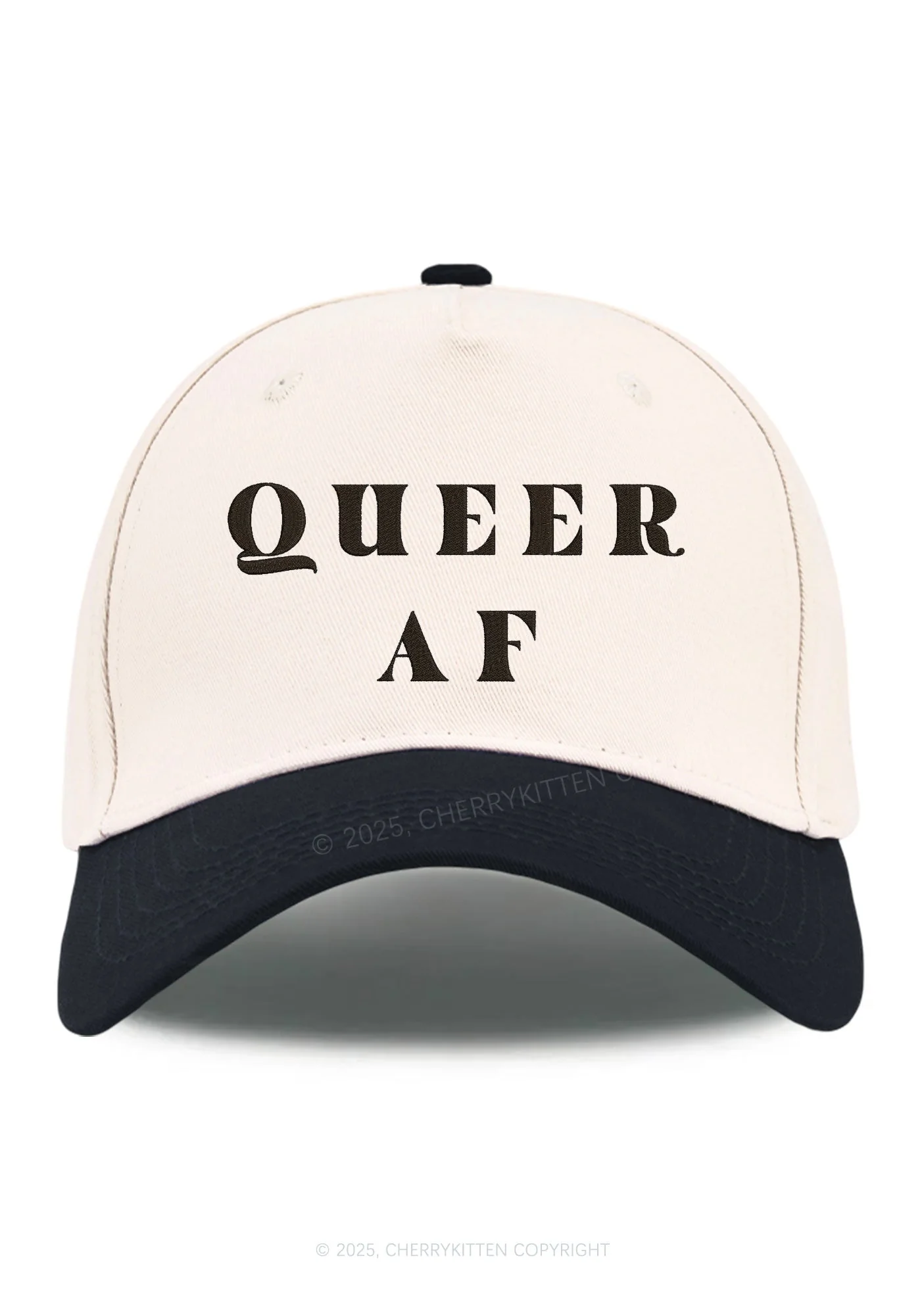 Embroidered Queer AF Pride Y2K Color Block Baseball Cap Cherrykitten - Image 11