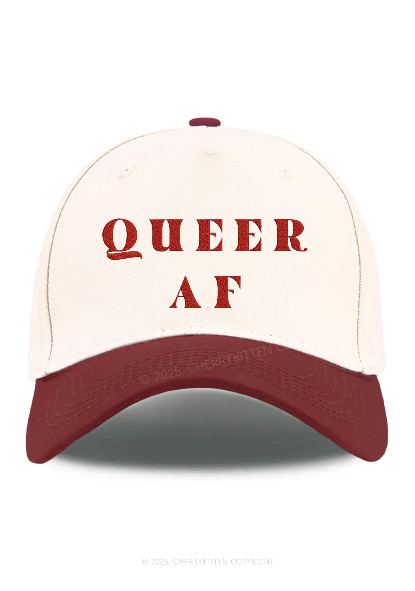 Embroidered Queer AF Pride Y2K Color Block Baseball Cap Cherrykitten - Image 12