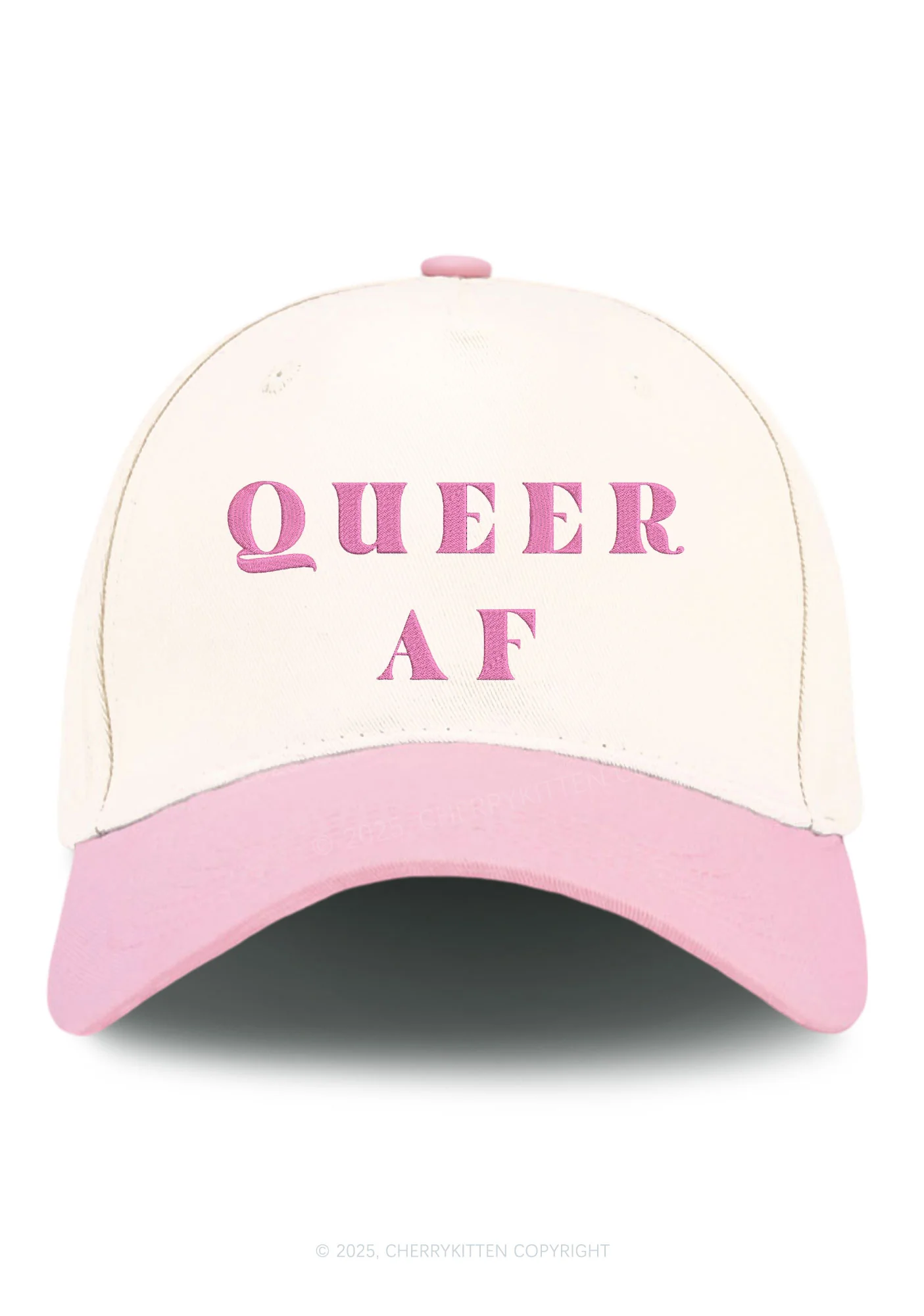 Embroidered Queer AF Pride Y2K Color Block Baseball Cap Cherrykitten - Image 3