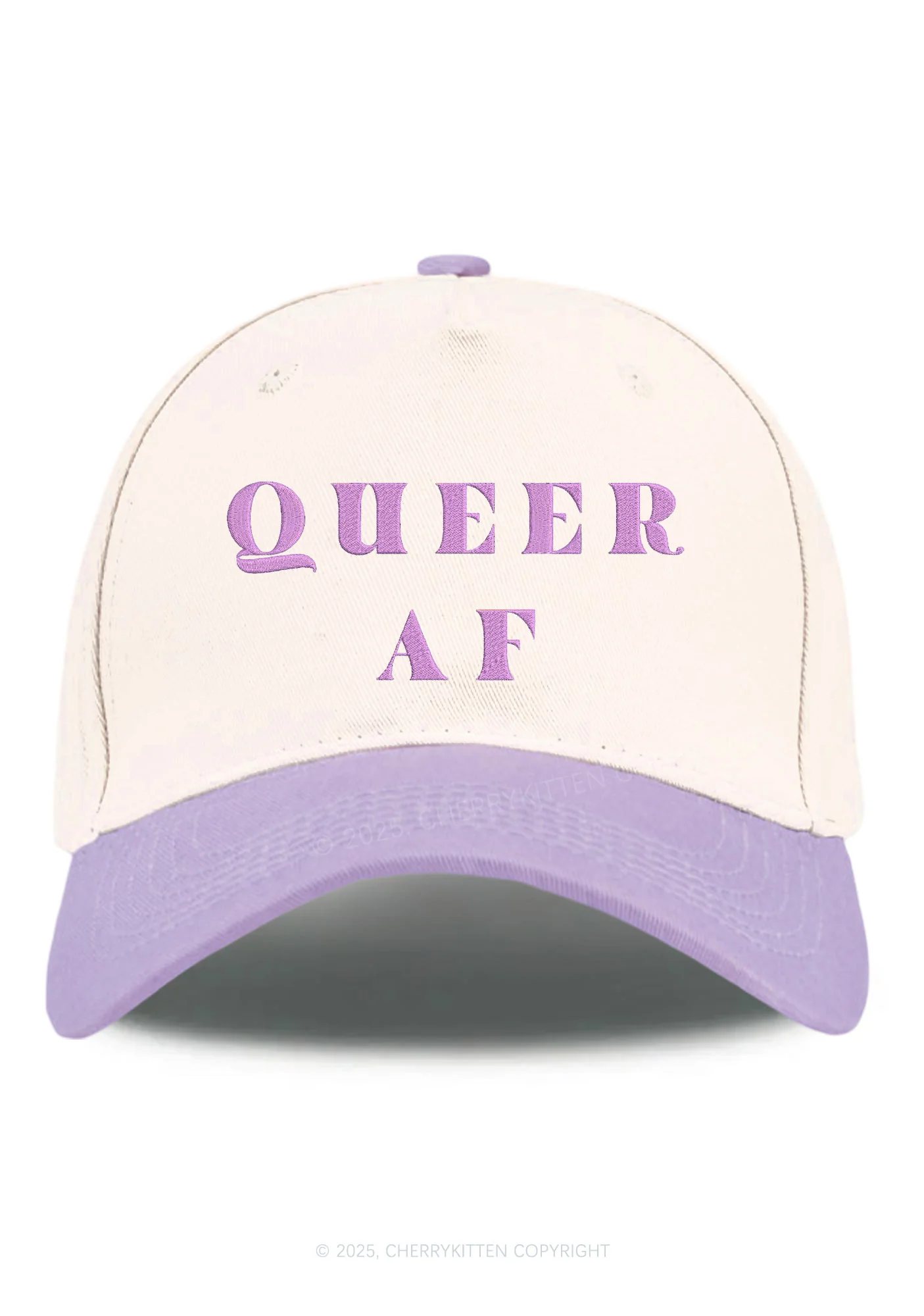 Embroidered Queer AF Pride Y2K Color Block Baseball Cap Cherrykitten - Image 4