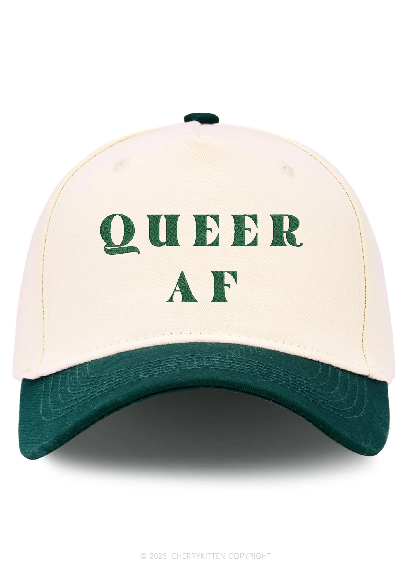 Embroidered Queer AF Pride Y2K Color Block Baseball Cap Cherrykitten - Image 9