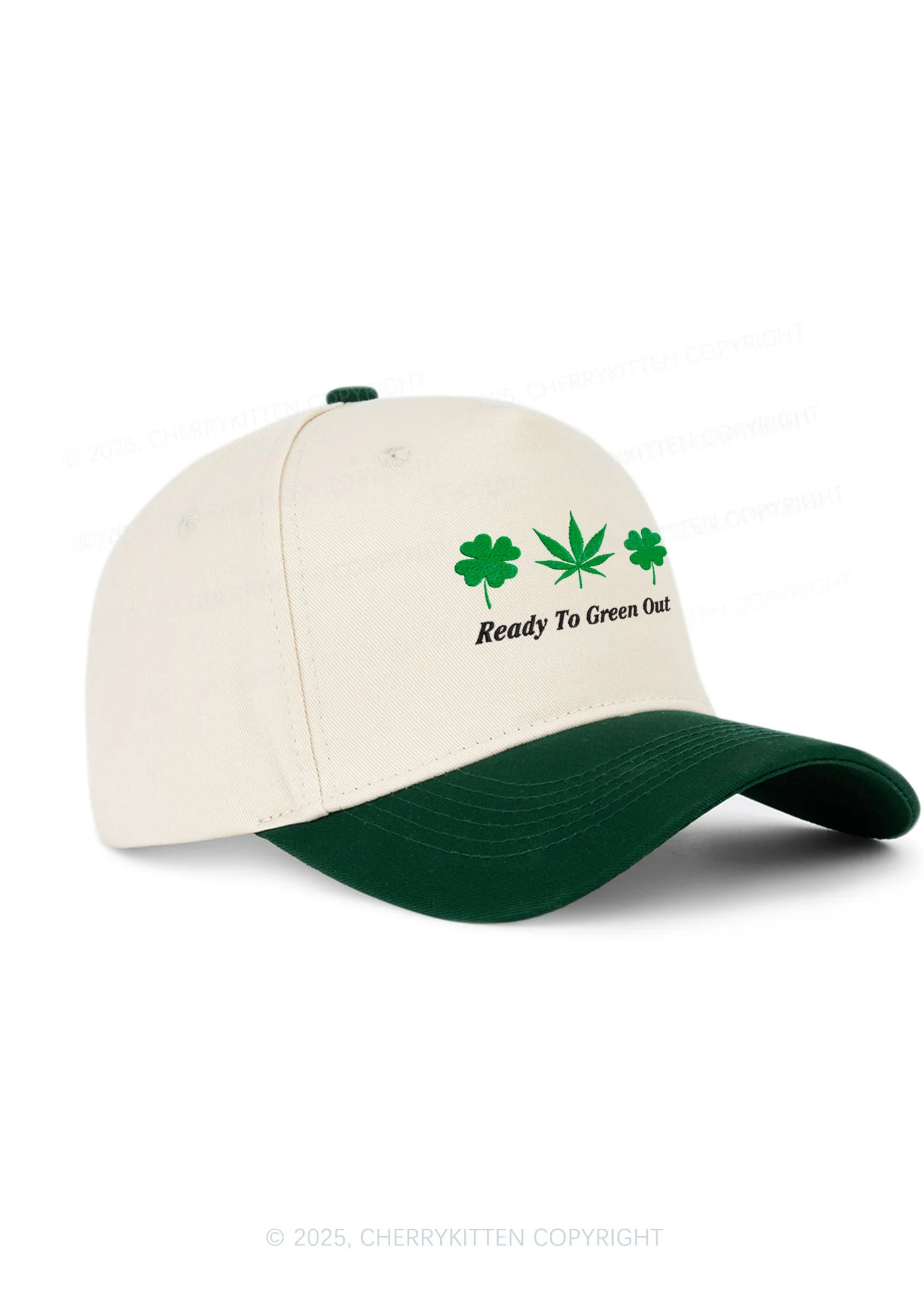 Embroidered Ready To Green Out St Patricks Y2K Color Block Baseball Cap Cherrykitten - Image 2