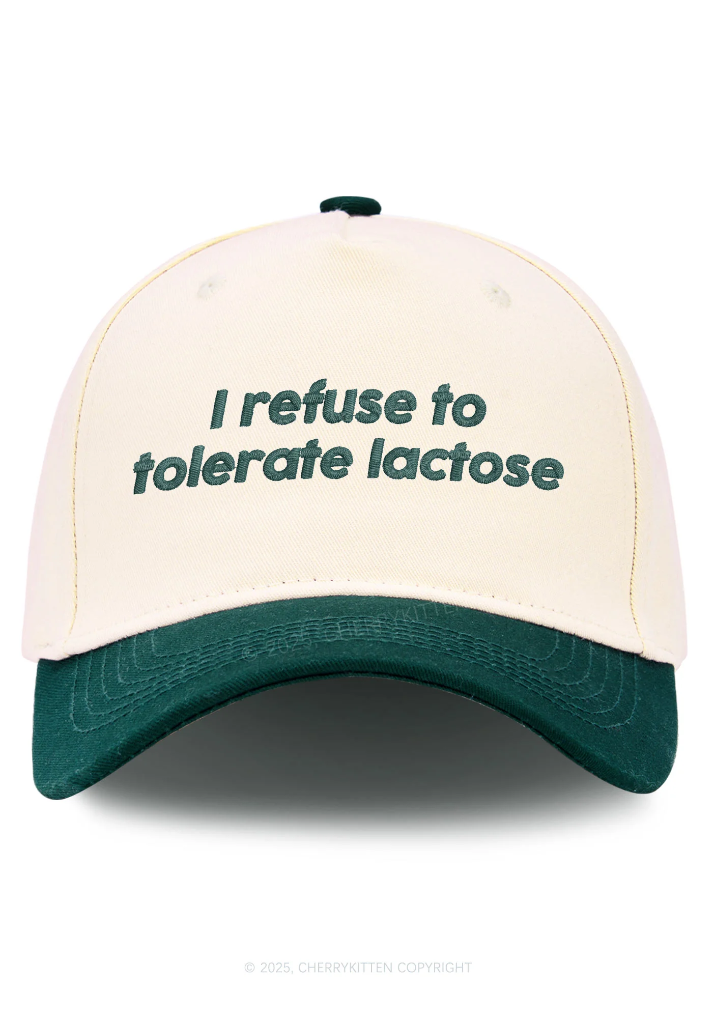 Embroidered Refuse To Tolerate Lactose Y2K Color Block Baseball Cap Cherrykitten - Image 4