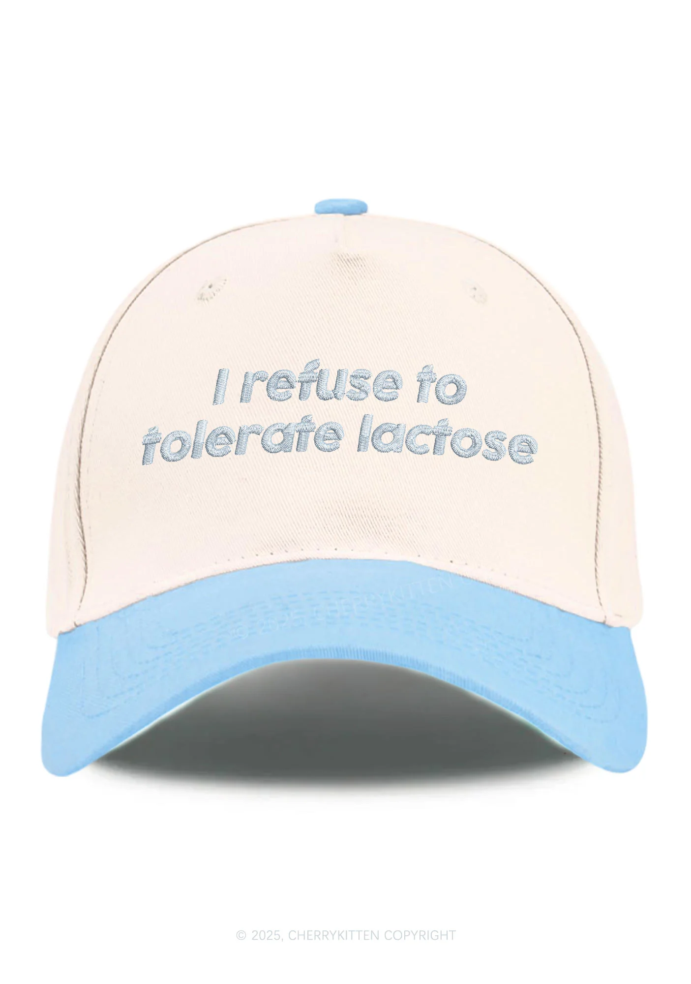 Embroidered Refuse To Tolerate Lactose Y2K Color Block Baseball Cap Cherrykitten - Image 6