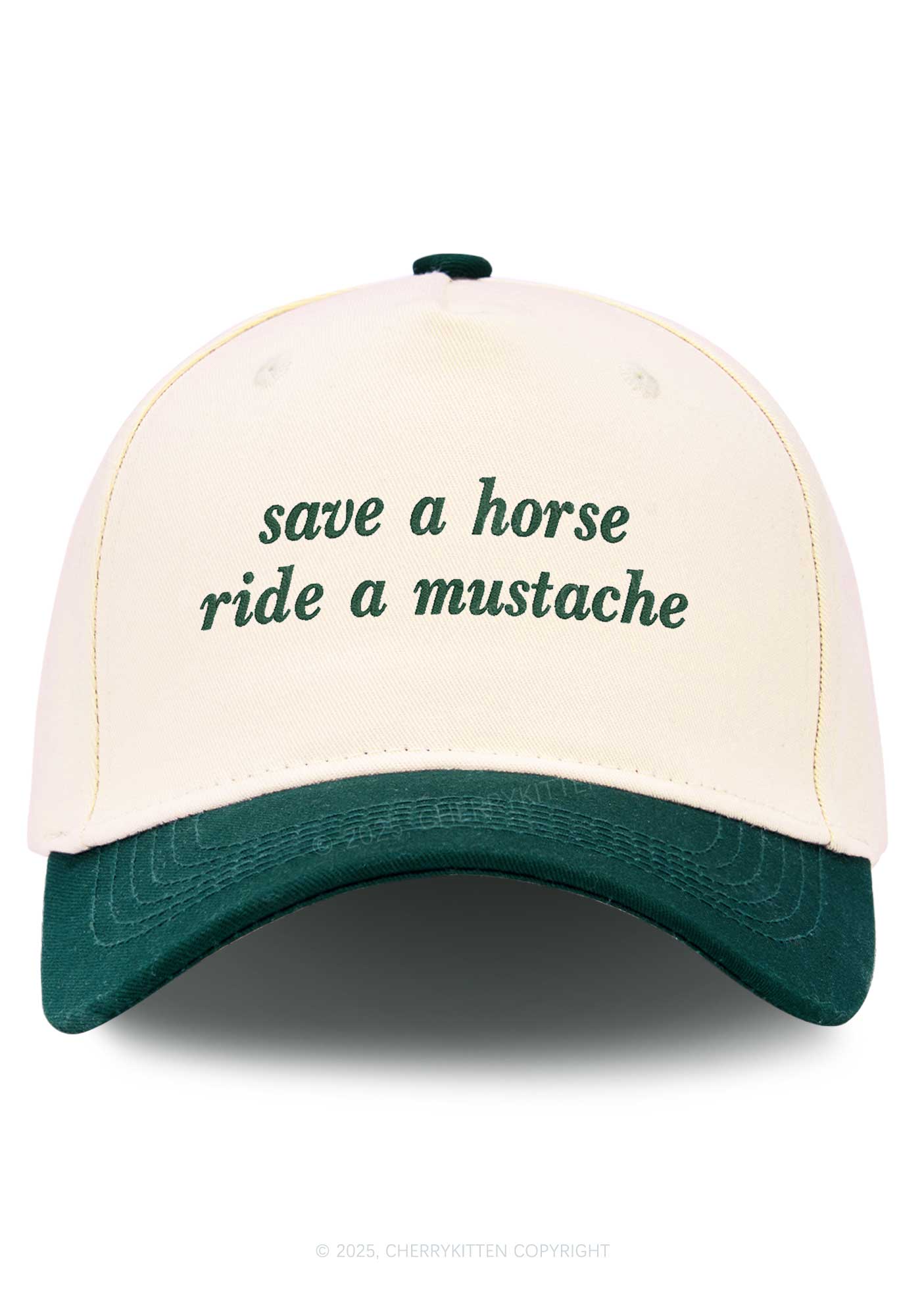 Embroidered Ride A Mustache Y2K Color Block Baseball Cap Cherrykitten - Image 6