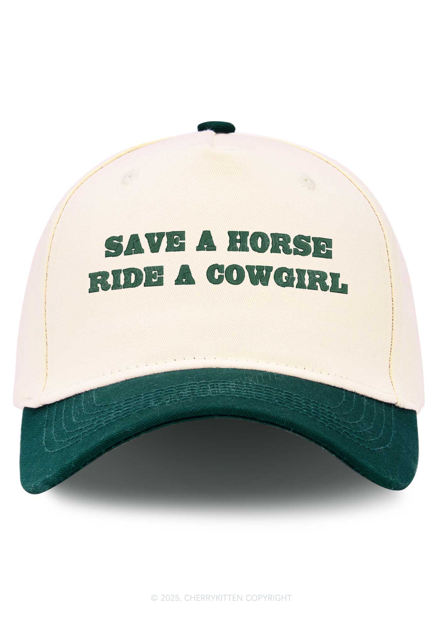 Embroidered Save A Horse Ride A Cowgirl Y2K Color Block Baseball Cap Cherrykitten - Image 4