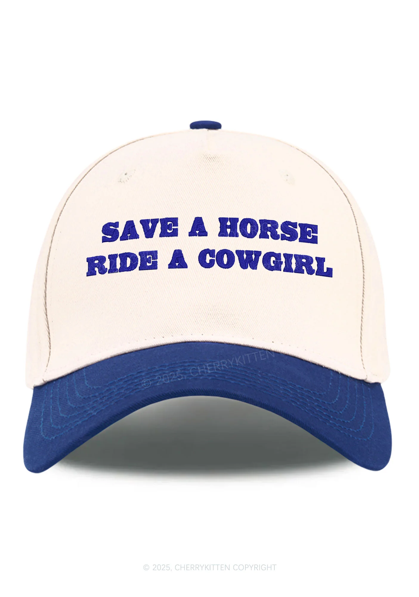 Embroidered Save A Horse Ride A Cowgirl Y2K Color Block Baseball Cap Cherrykitten - Image 5