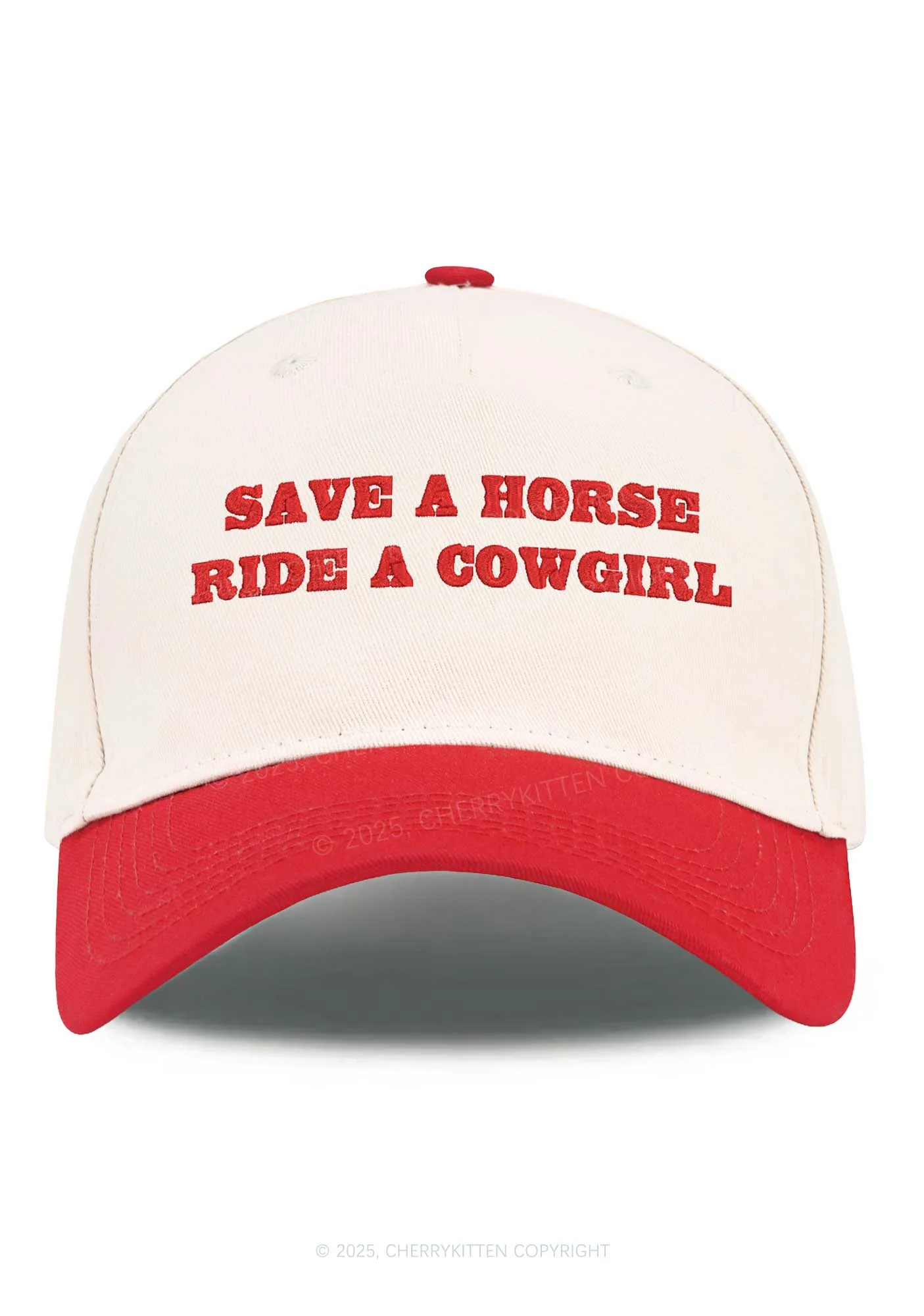 Embroidered Save A Horse Ride A Cowgirl Y2K Color Block Baseball Cap Cherrykitten - Image 6