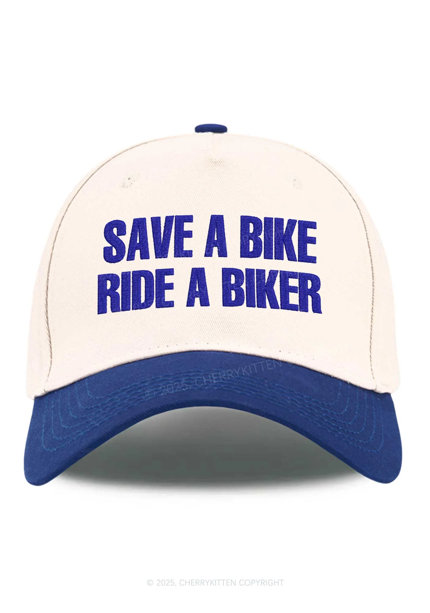 Embroidered Save Bike Ride Biker Y2K Color Block Baseball Cap Cherrykitten - Image 5