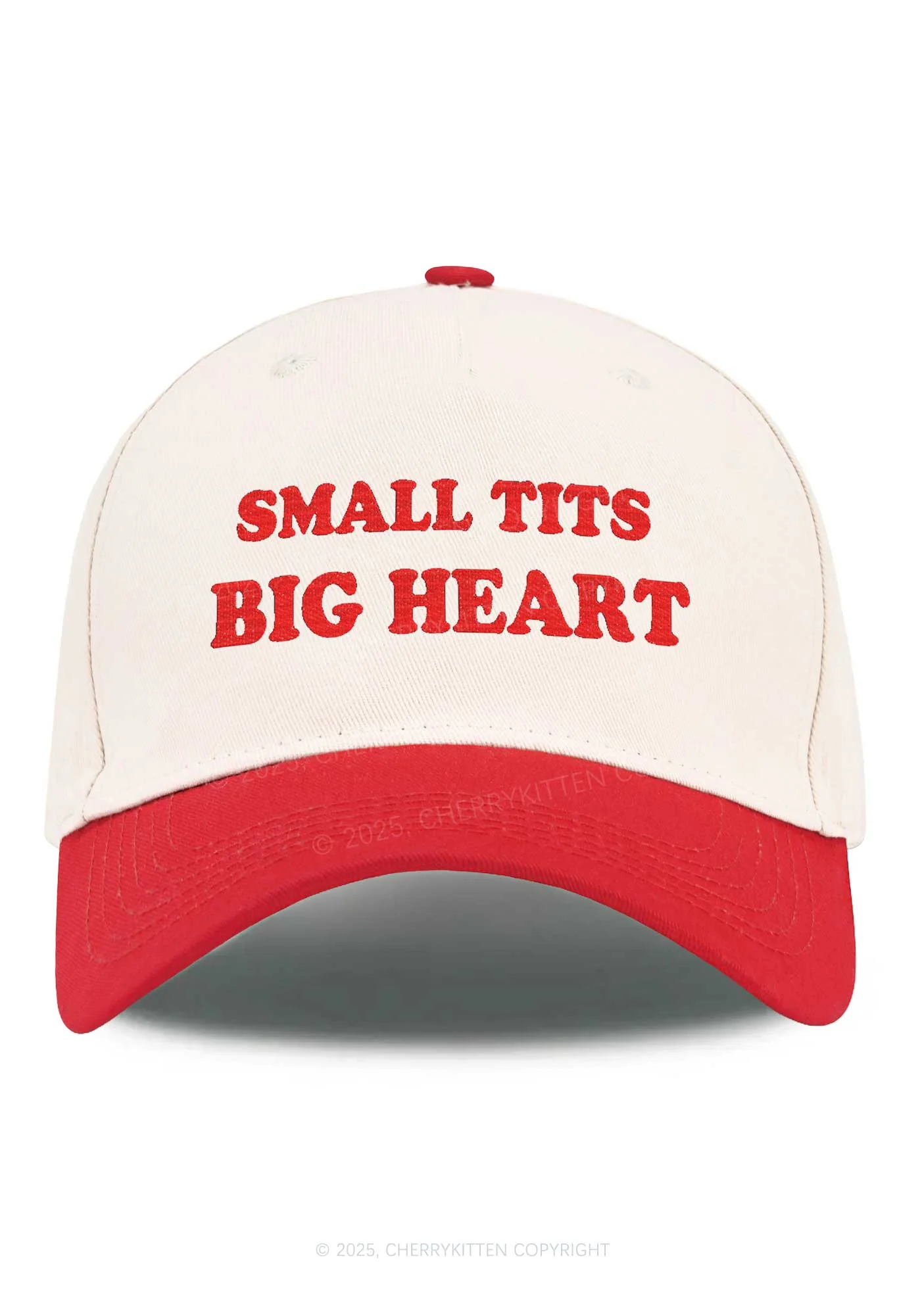 Embroidered Small But Big Heart Y2K Color Block Baseball Cap Cherrykitten - Image 5