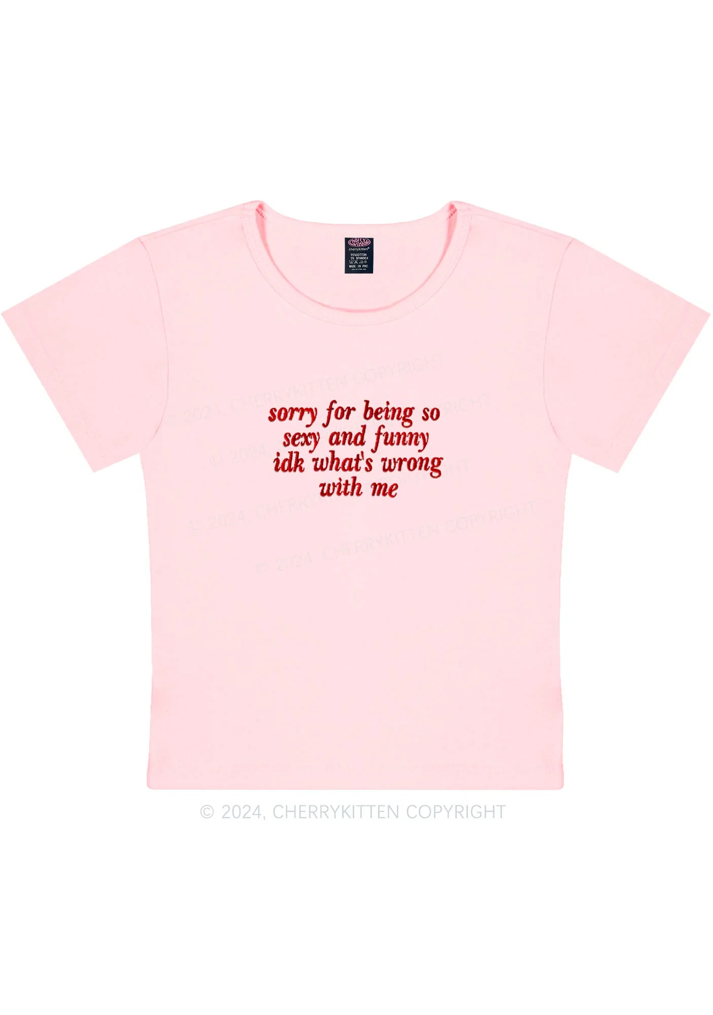 Embroidered Sorry For Being So Funny Y2K Baby Tee Cherrykitten - Image 7