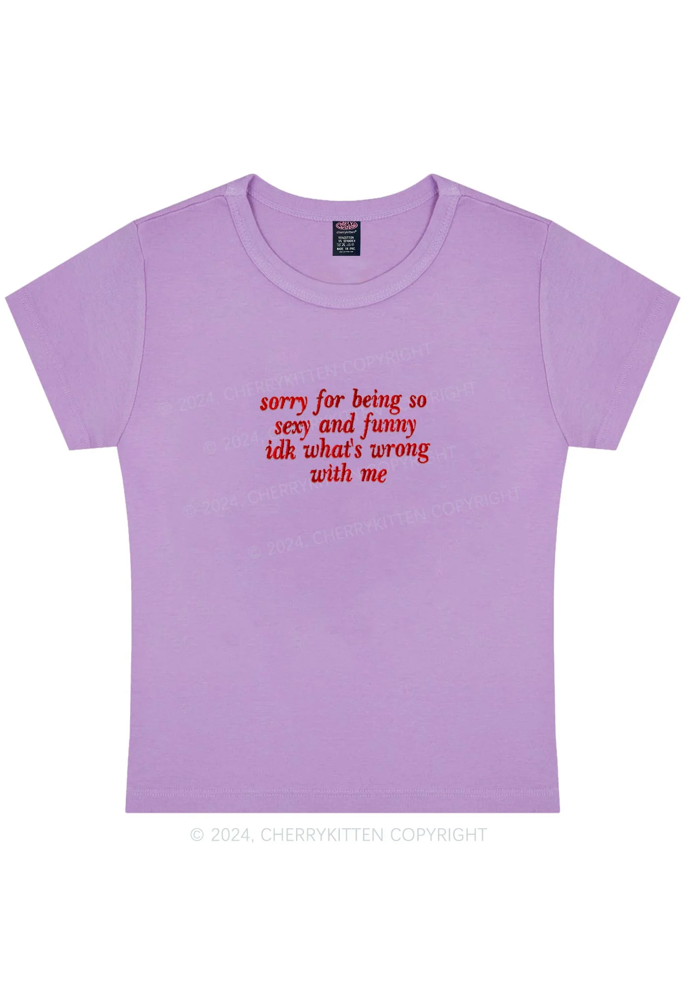 Embroidered Sorry For Being So Funny Y2K Baby Tee Cherrykitten - Image 8