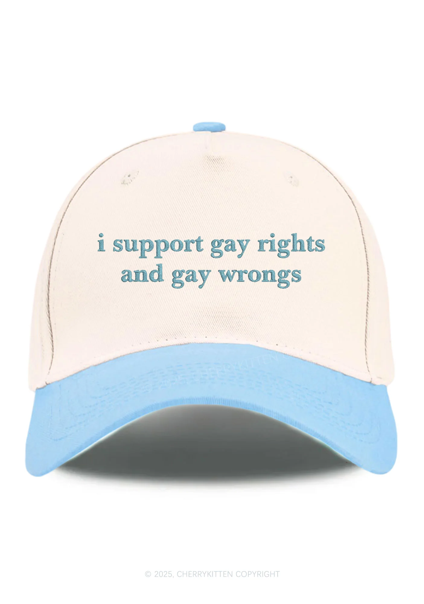 Embroidered Support Gay Rights Pride Y2K Color Block Baseball Cap Cherrykitten - Image 3