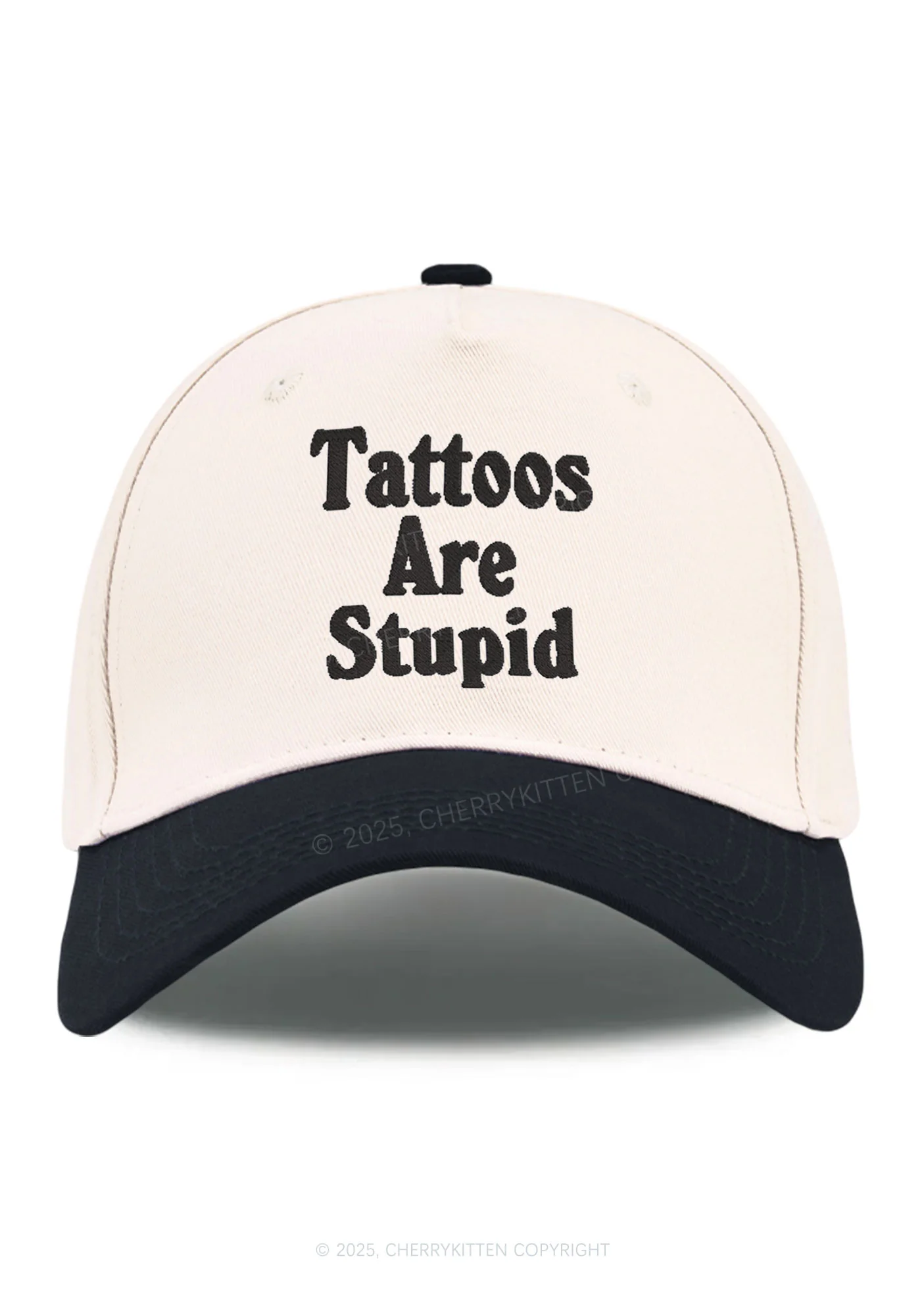 Embroidered Tattoos Are Stupid Y2K Color Block Baseball Cap Cherrykitten - Image 4