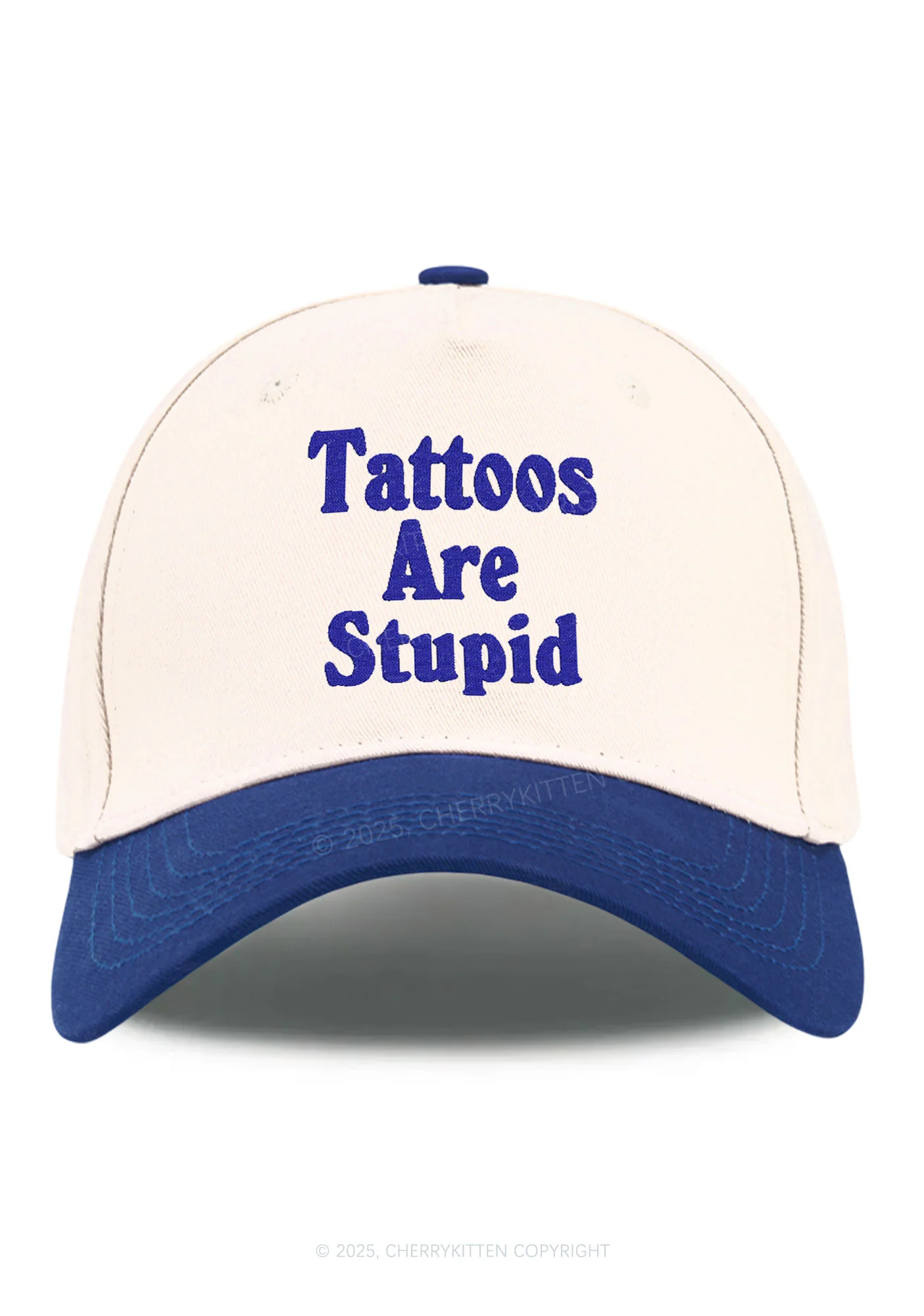 Embroidered Tattoos Are Stupid Y2K Color Block Baseball Cap Cherrykitten - Image 5