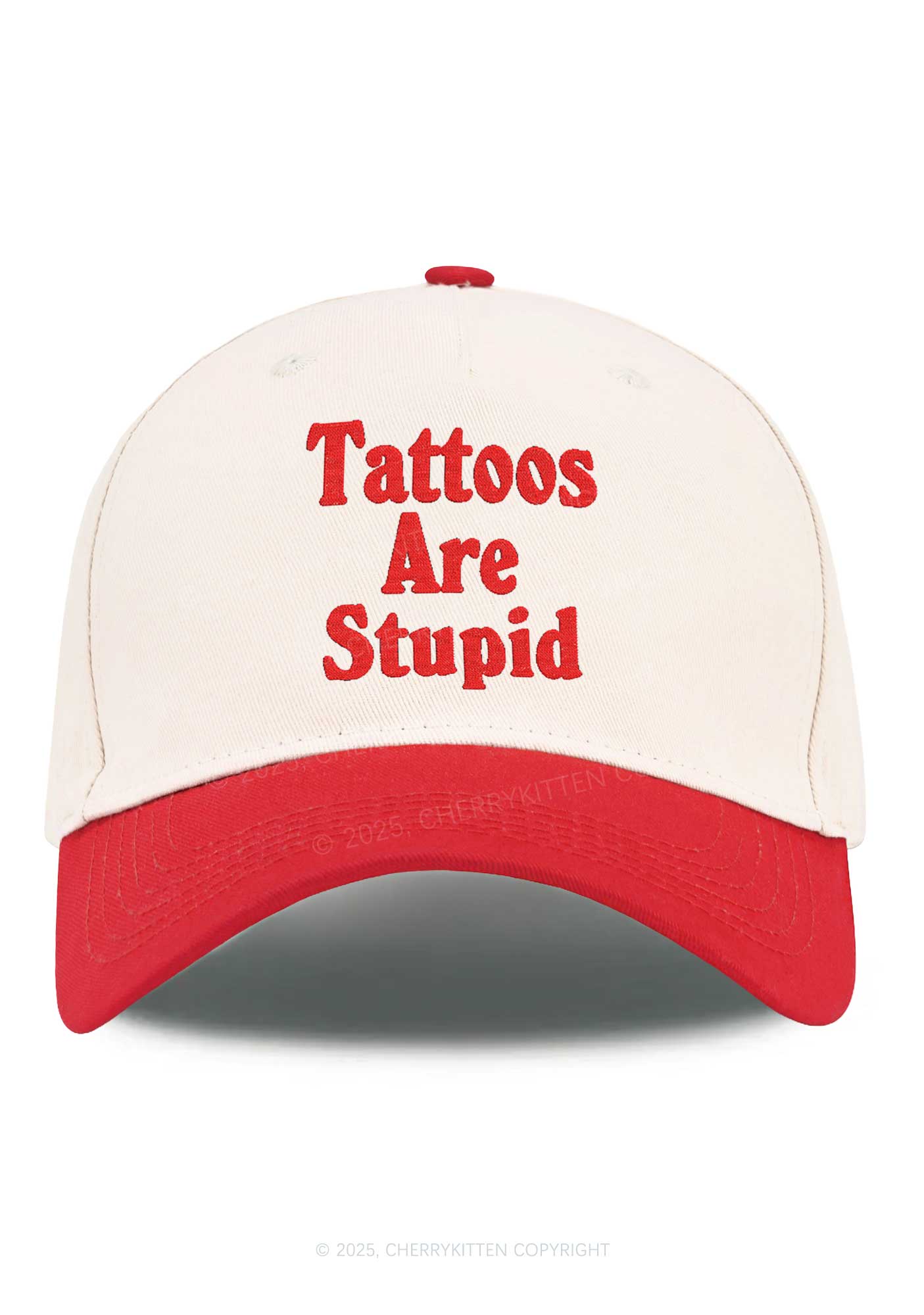 Embroidered Tattoos Are Stupid Y2K Color Block Baseball Cap Cherrykitten - Image 6