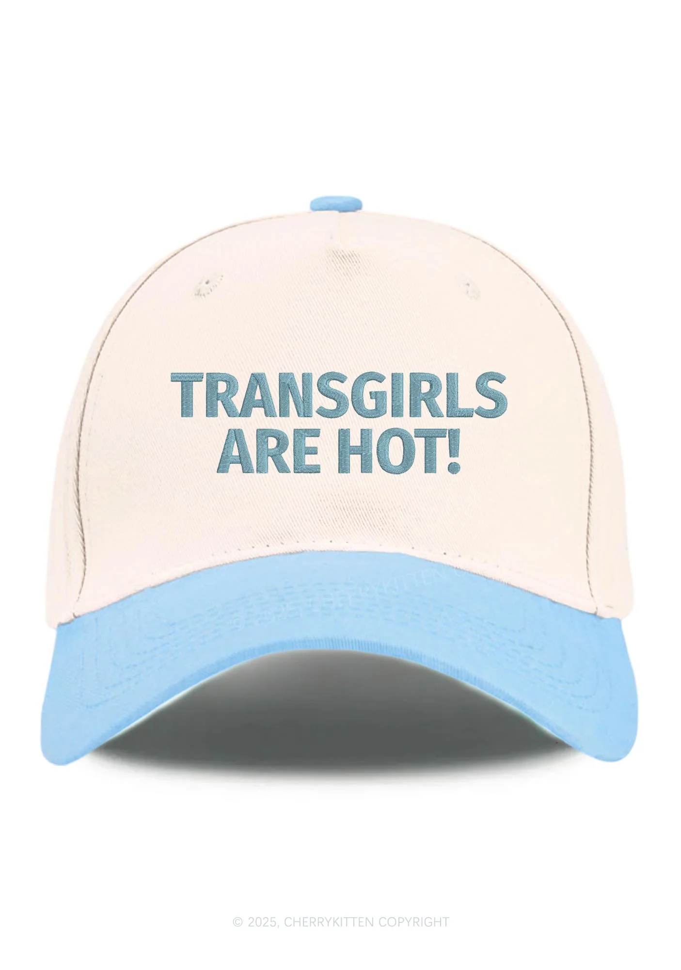 Embroidered Transgirls Are Hot Pride Y2K Color Block Baseball Cap Cherrykitten - Image 10
