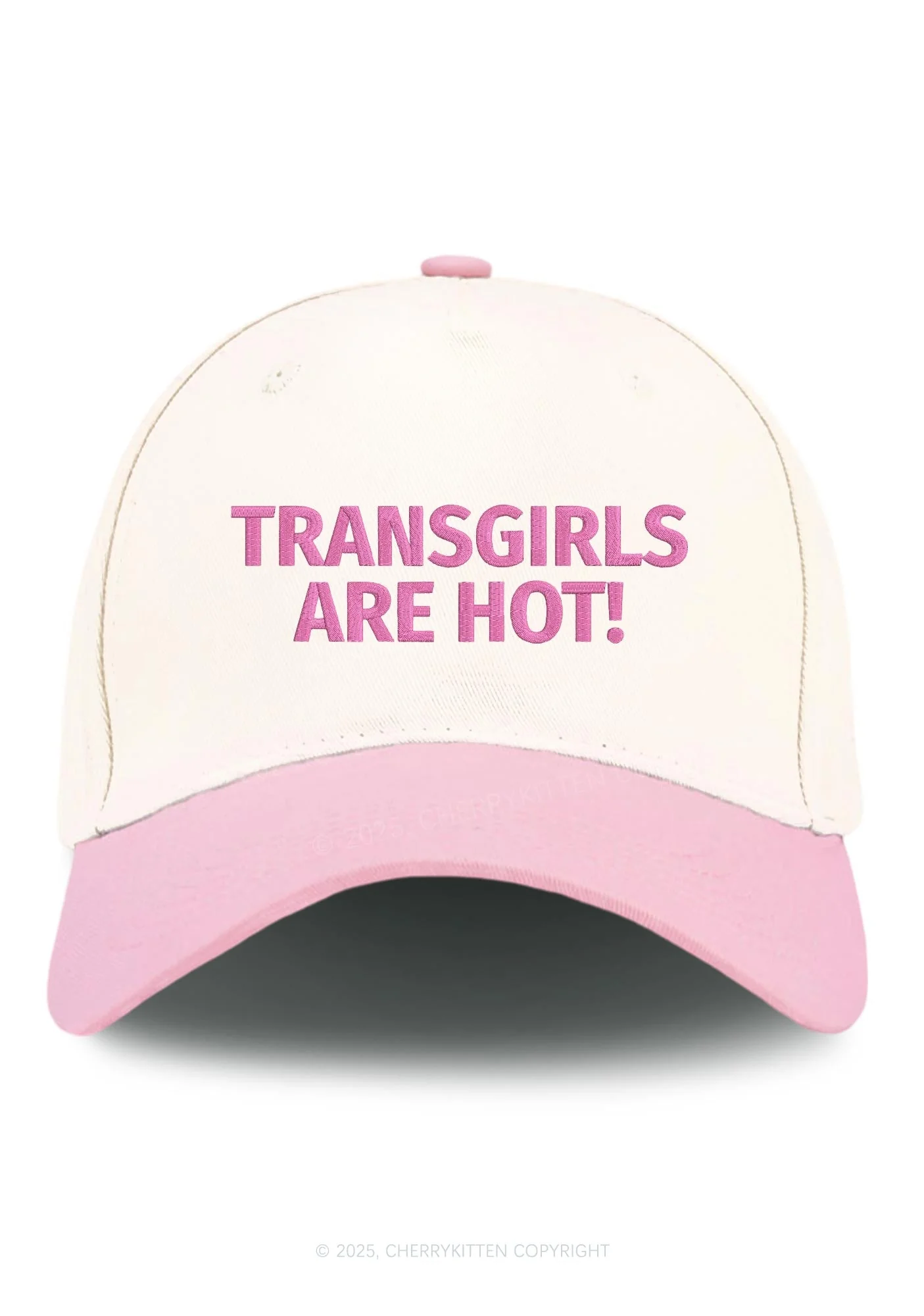 Embroidered Transgirls Are Hot Pride Y2K Color Block Baseball Cap Cherrykitten - Image 11