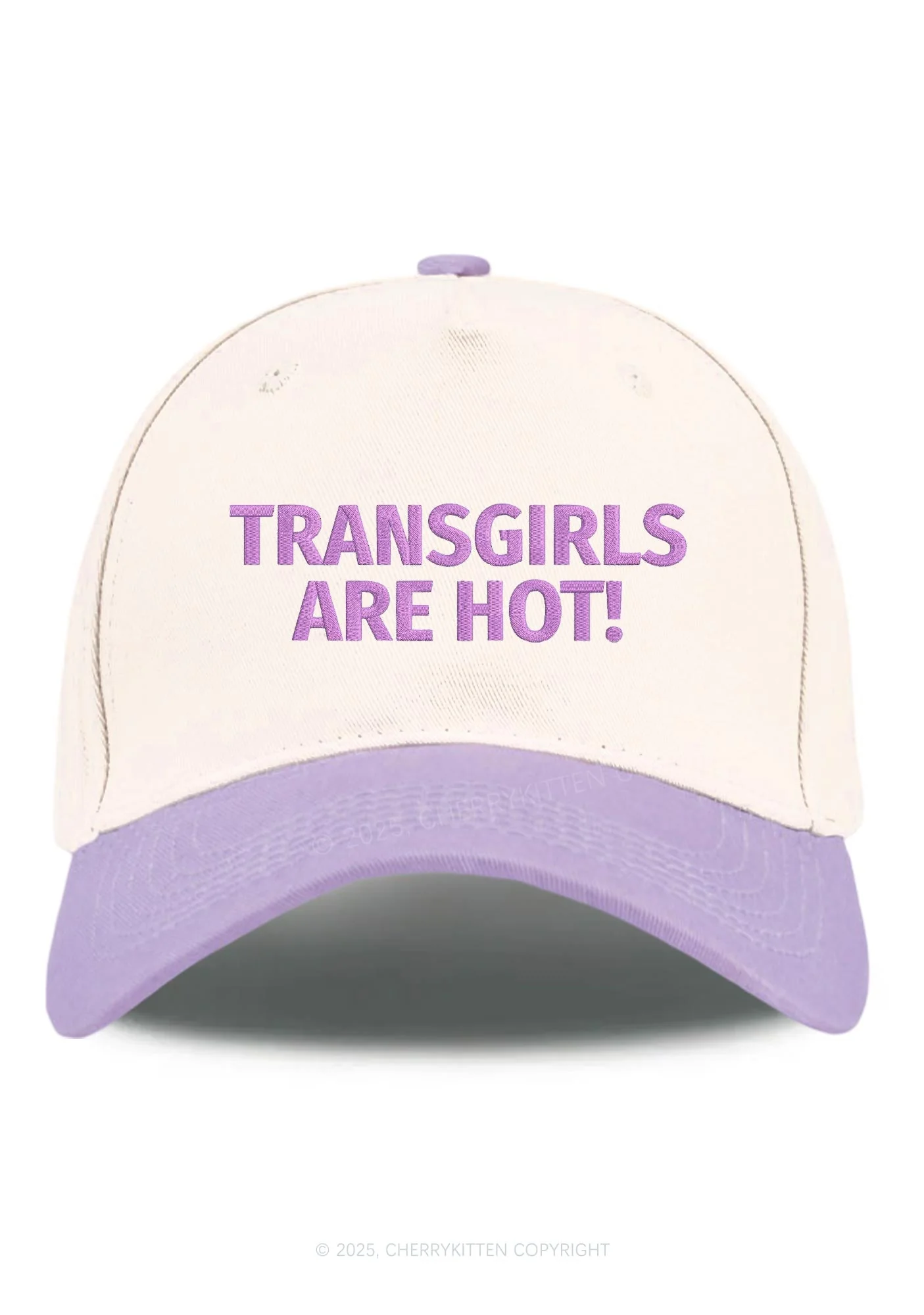 Embroidered Transgirls Are Hot Pride Y2K Color Block Baseball Cap Cherrykitten - Image 13