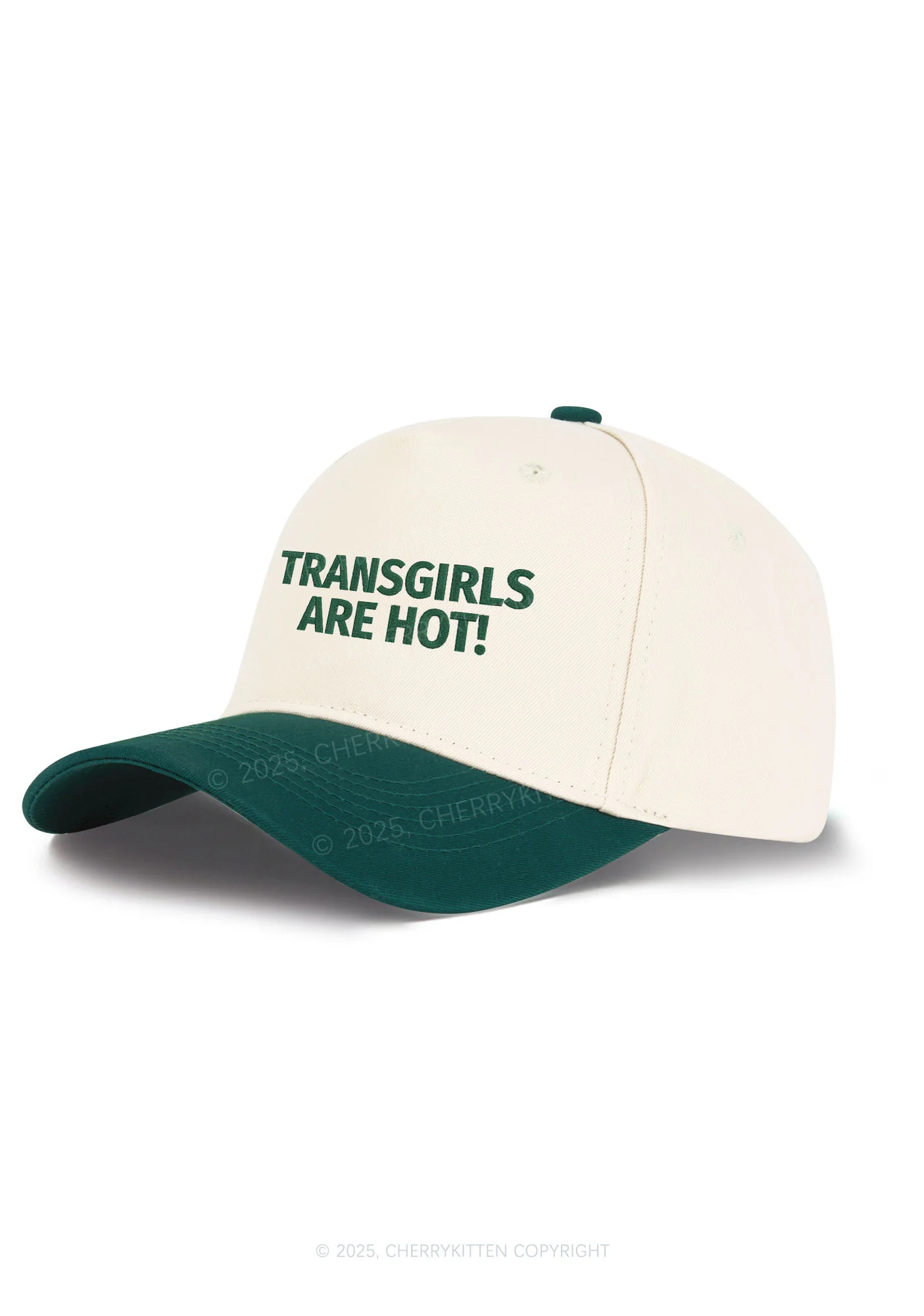 Embroidered Transgirls Are Hot Pride Y2K Color Block Baseball Cap Cherrykitten - Image 2