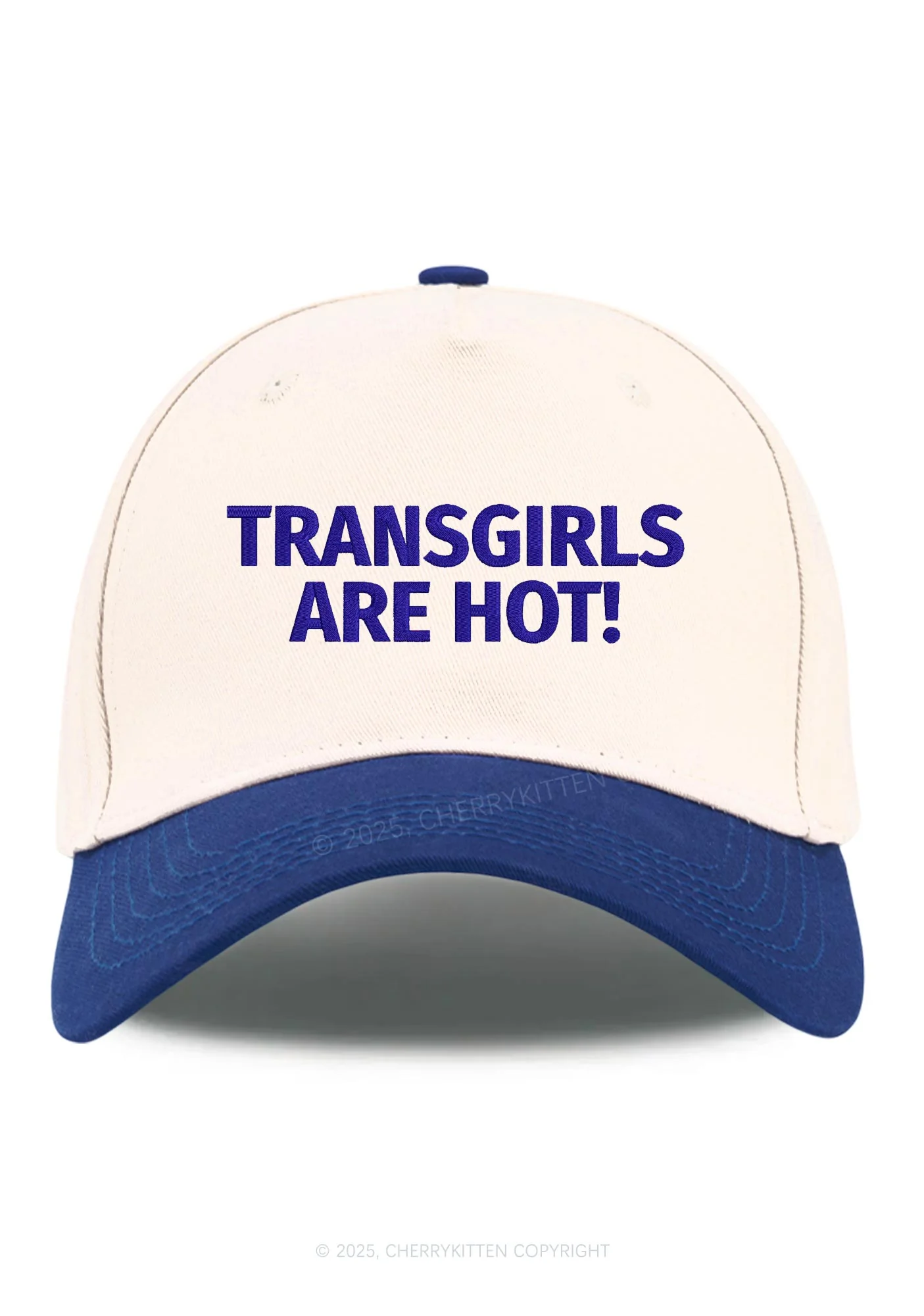 Embroidered Transgirls Are Hot Pride Y2K Color Block Baseball Cap Cherrykitten - Image 3