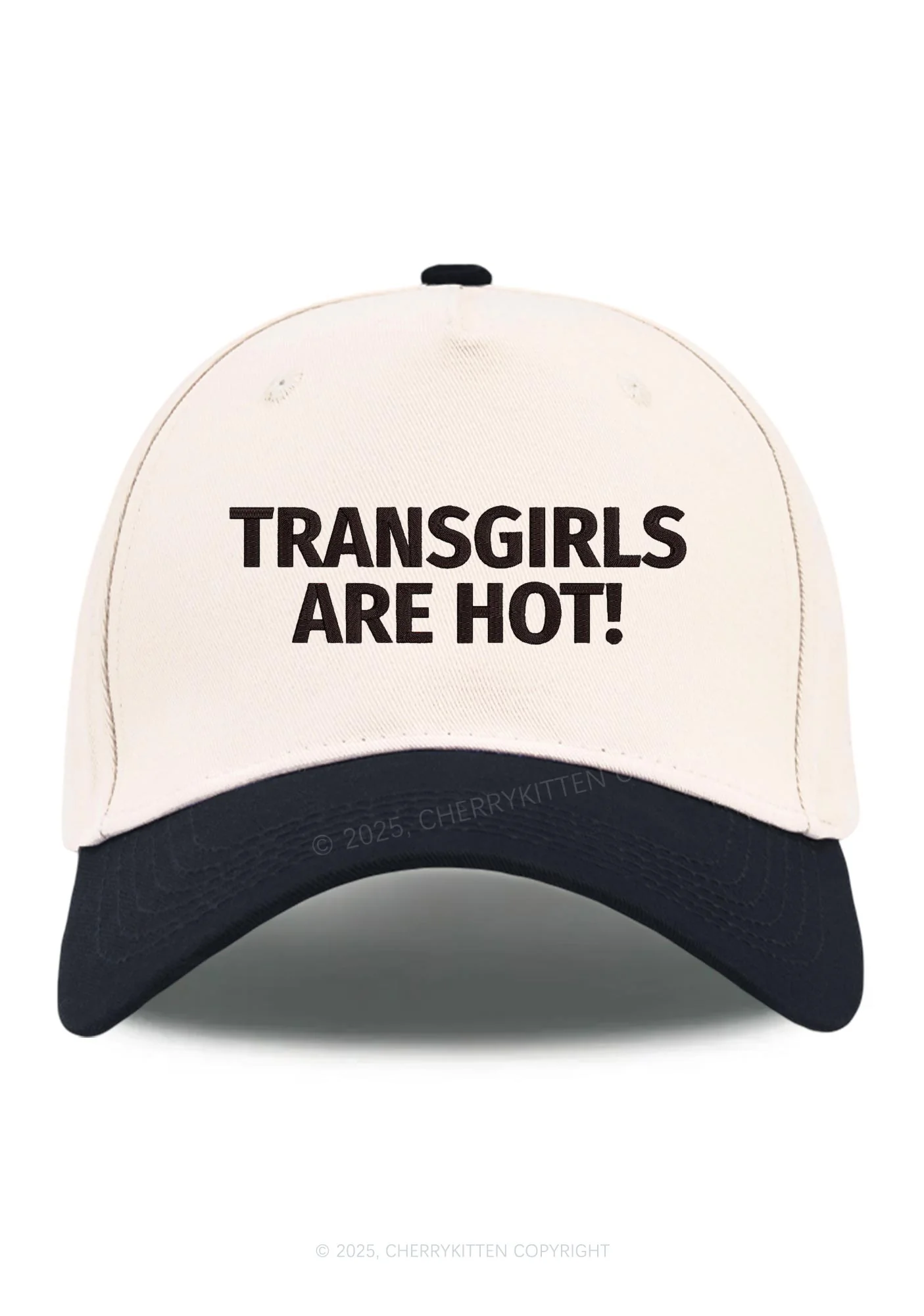 Embroidered Transgirls Are Hot Pride Y2K Color Block Baseball Cap Cherrykitten - Image 4
