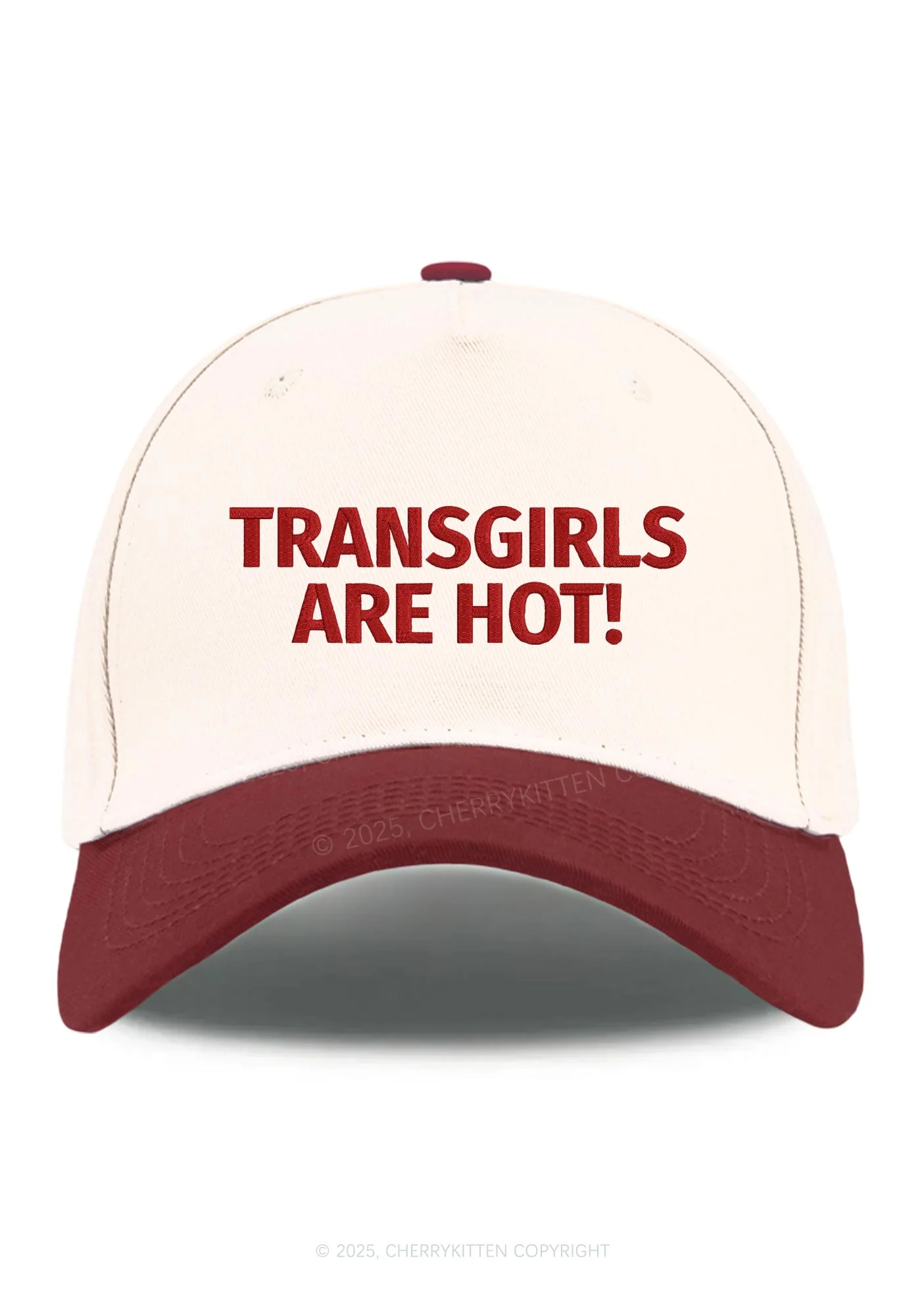 Embroidered Transgirls Are Hot Pride Y2K Color Block Baseball Cap Cherrykitten - Image 5