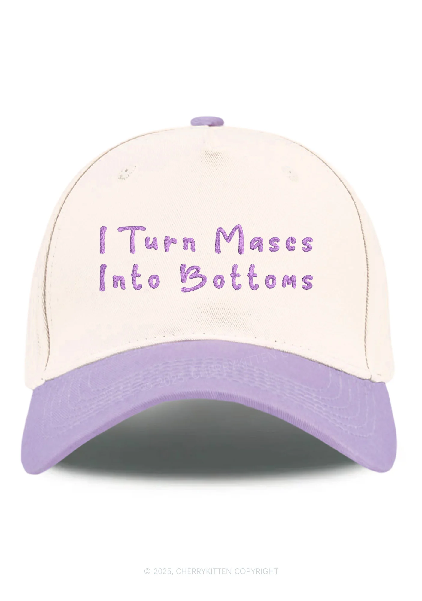 Embroidered Turn Mascs Into Bottoms Pride Y2K Color Block Baseball Cap Cherrykitten - Image 10