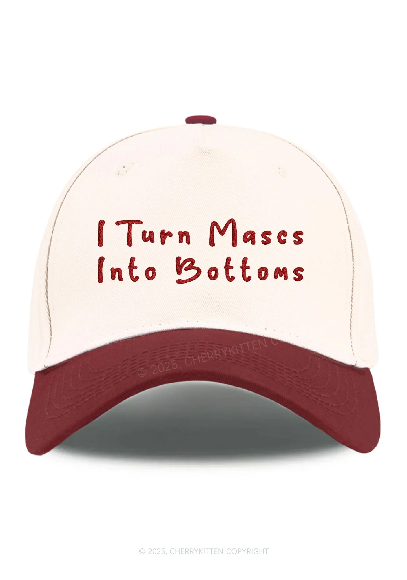 Embroidered Turn Mascs Into Bottoms Pride Y2K Color Block Baseball Cap Cherrykitten - Image 12