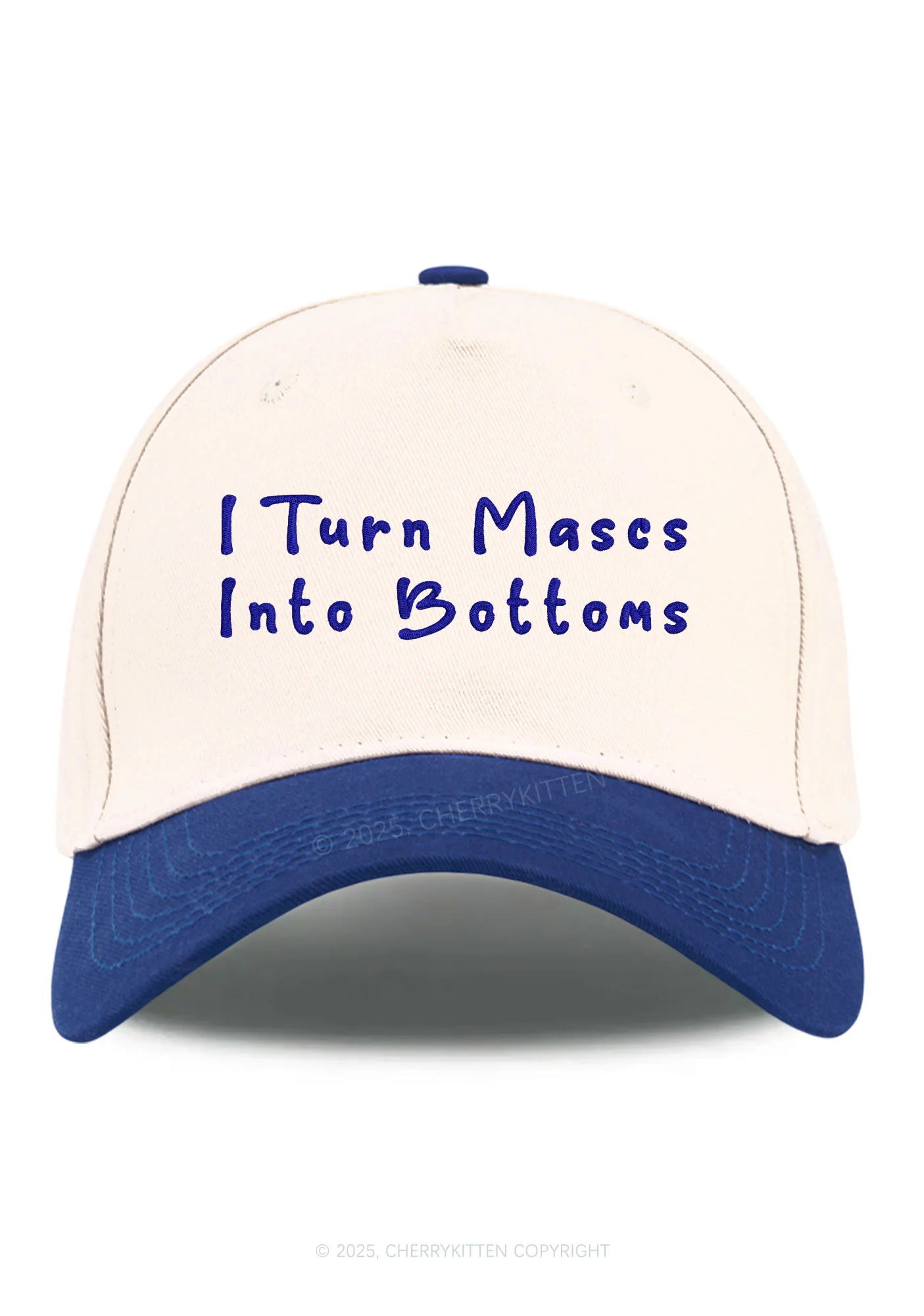 Embroidered Turn Mascs Into Bottoms Pride Y2K Color Block Baseball Cap Cherrykitten - Image 3