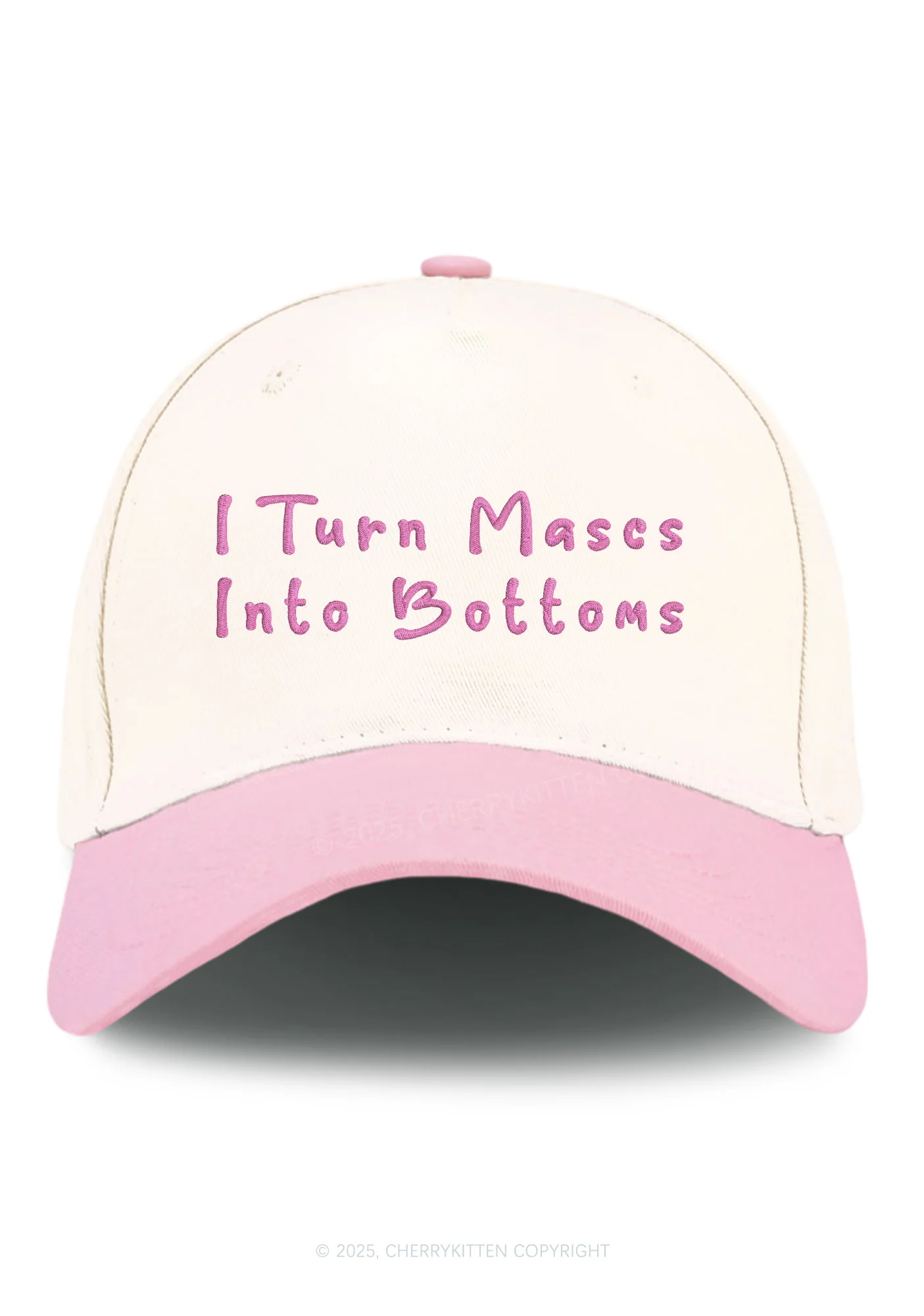 Embroidered Turn Mascs Into Bottoms Pride Y2K Color Block Baseball Cap Cherrykitten - Image 4
