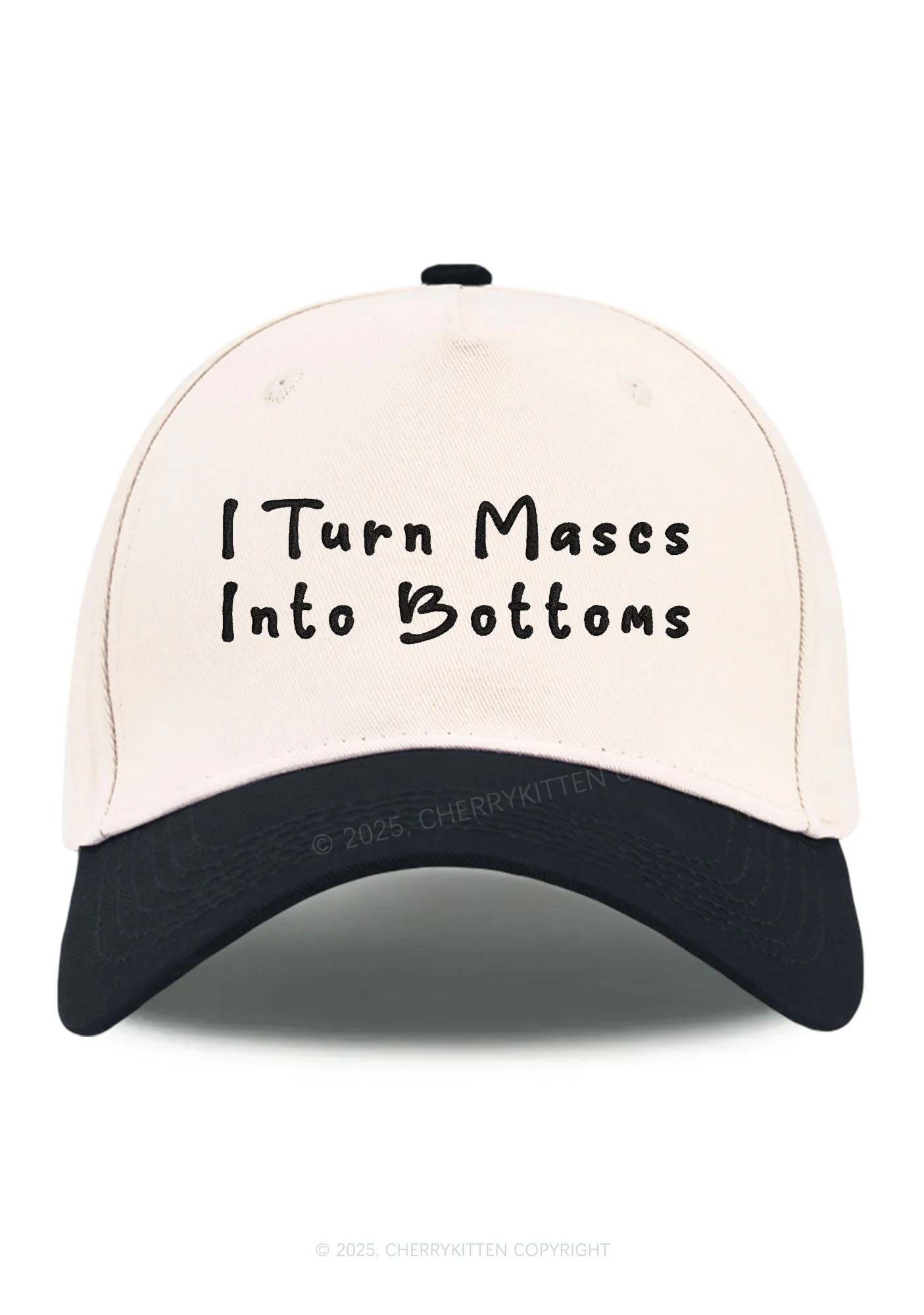 Embroidered Turn Mascs Into Bottoms Pride Y2K Color Block Baseball Cap Cherrykitten - Image 8