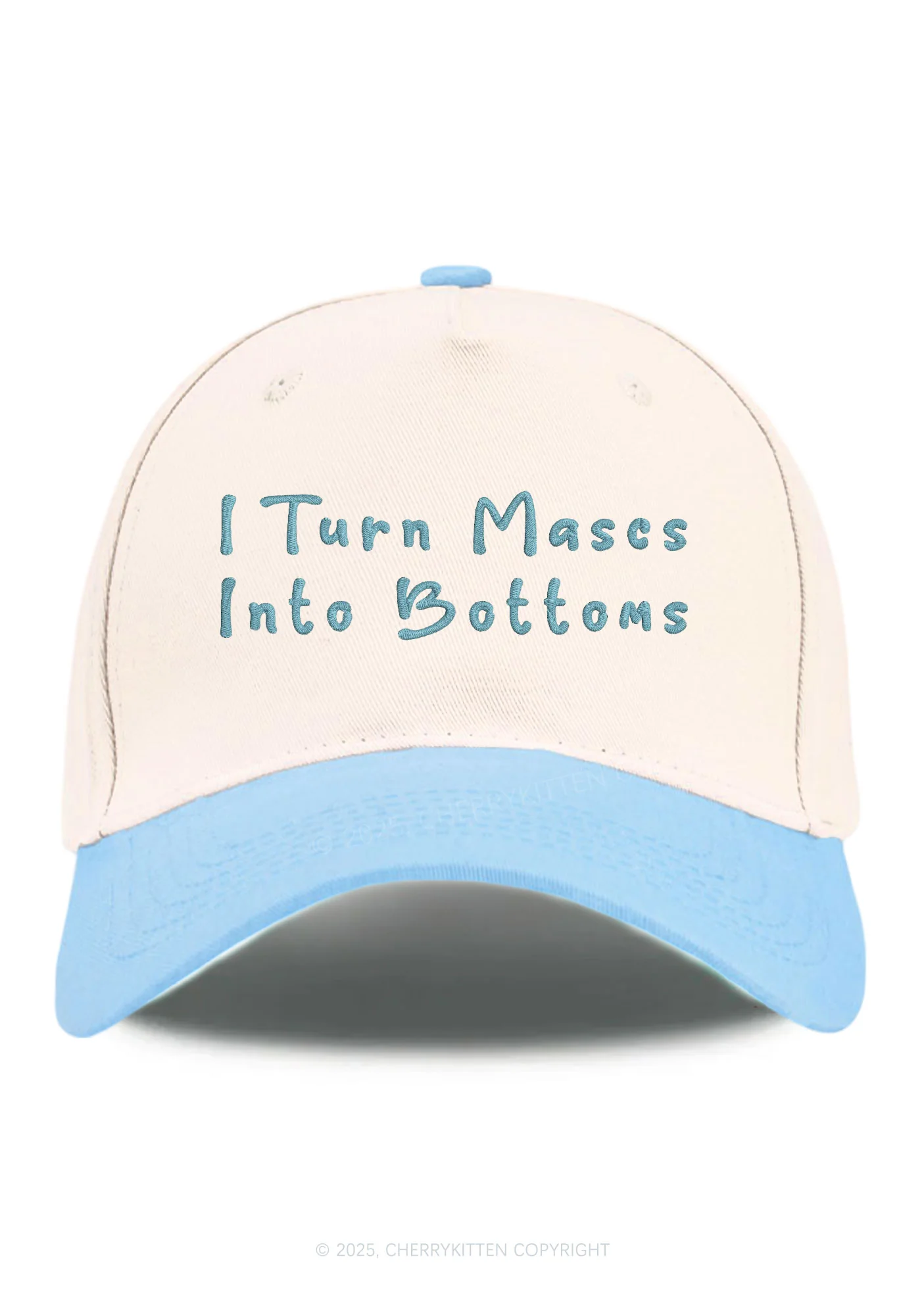 Embroidered Turn Mascs Into Bottoms Pride Y2K Color Block Baseball Cap Cherrykitten - Image 9