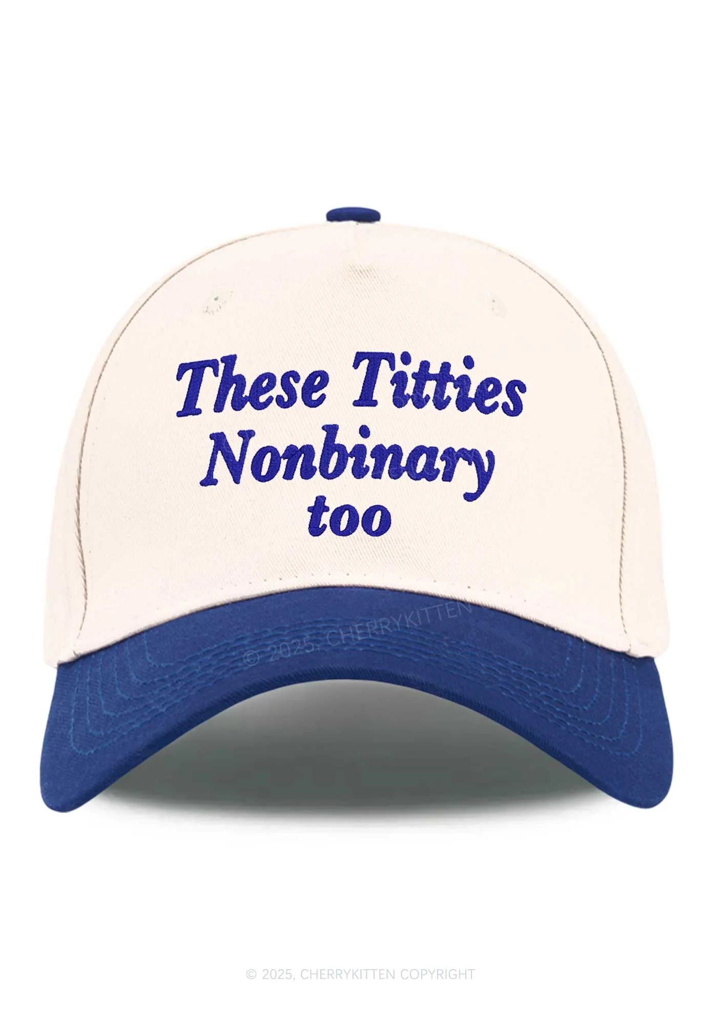 Embroidered Txtties Nonbinary Too Y2K Color Block Baseball Cap Cherrykitten - Image 4