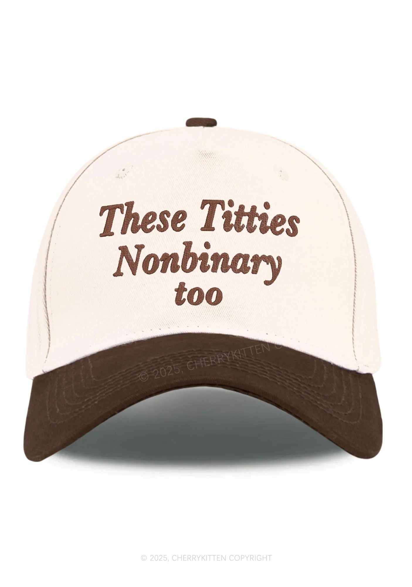 Embroidered Txtties Nonbinary Too Y2K Color Block Baseball Cap Cherrykitten - Image 6