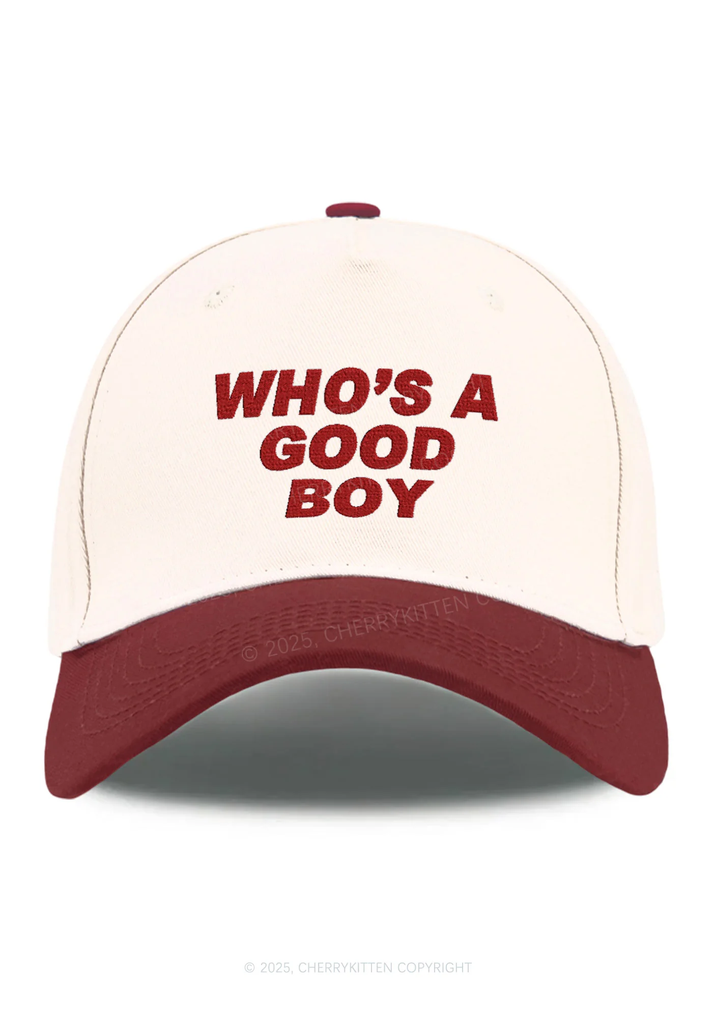 Embroidered Whos A Good Boy Y2K Color Block Baseball Cap Cherrykitten - Image 4