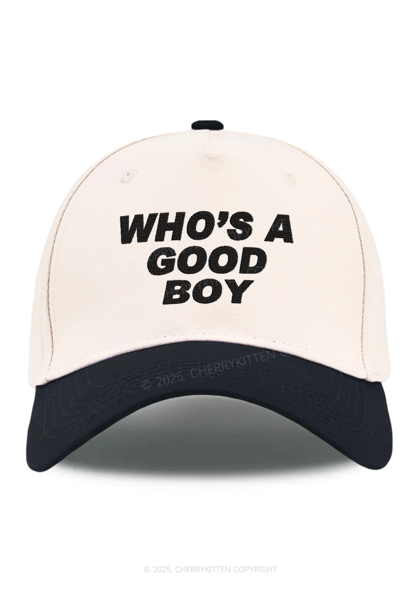 Embroidered Whos A Good Boy Y2K Color Block Baseball Cap Cherrykitten - Image 5