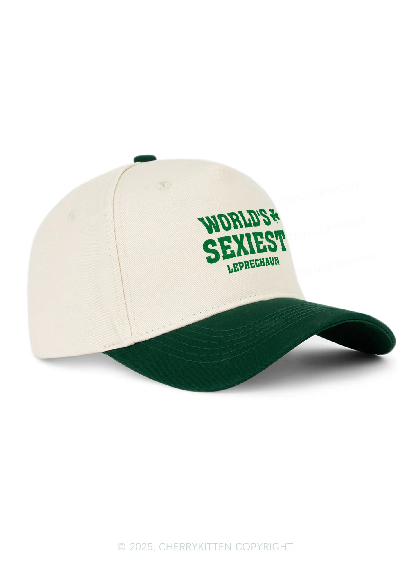 Embroidered Worlds Sexiest Leprechaun St Patricks Y2K Color Block Baseball Cap Cherrykitten - Image 2