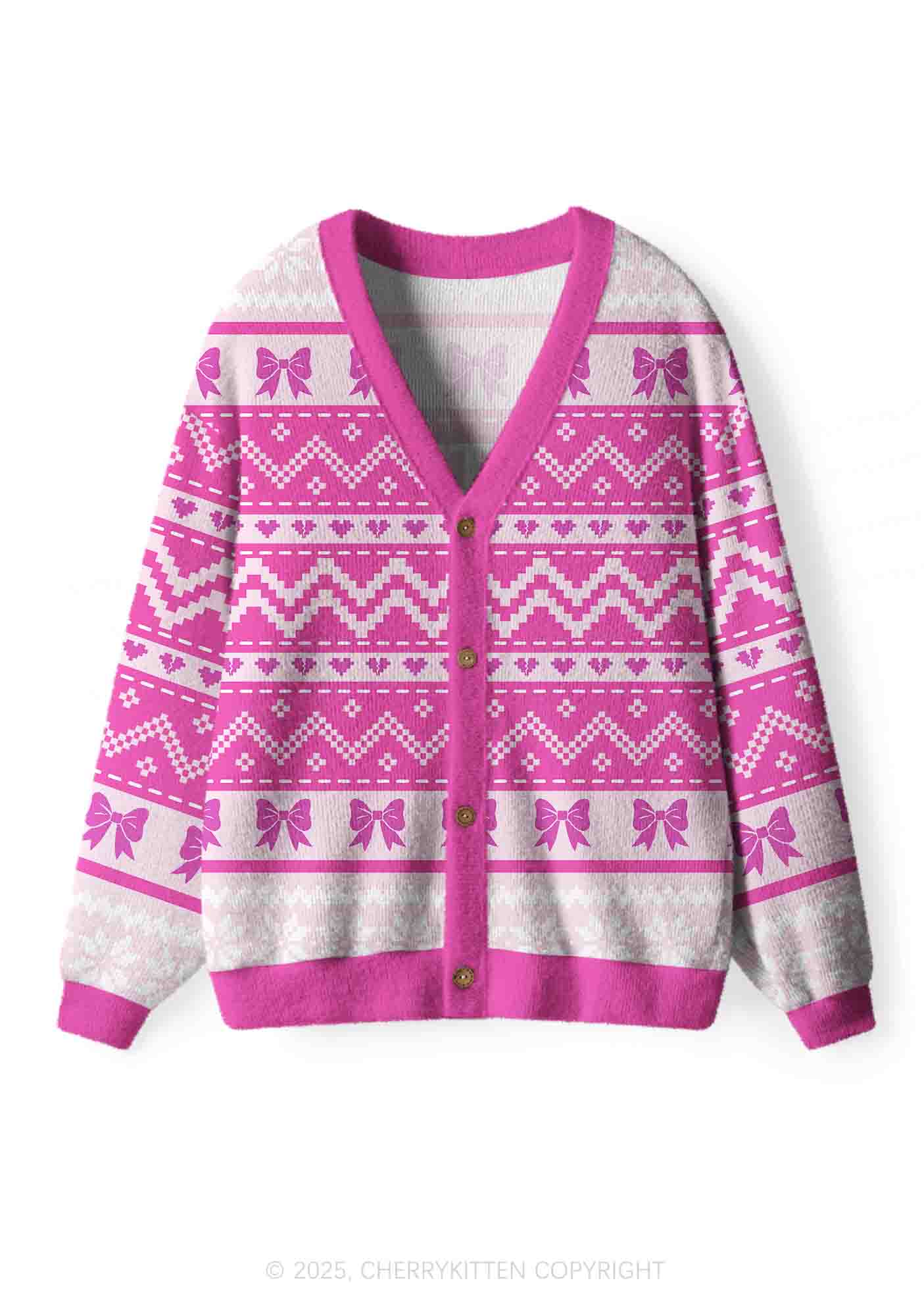 Emotional Support Bottom Pride Y2K Christmas Cardigan Knit Sweatshirt Cherrykitten - Image 2