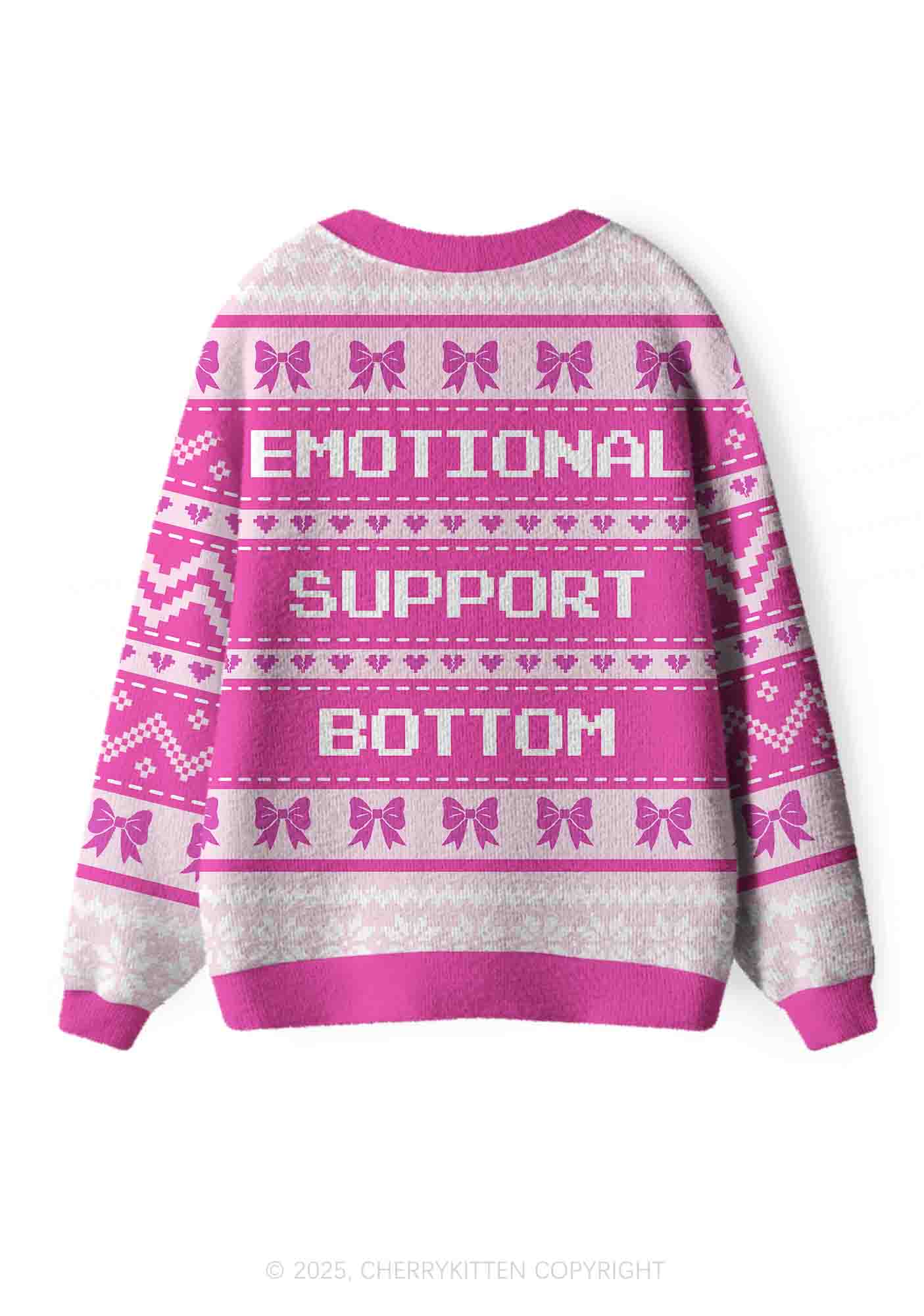 Emotional Support Bottom Pride Y2K Christmas Cardigan Knit Sweatshirt Cherrykitten - Image 3