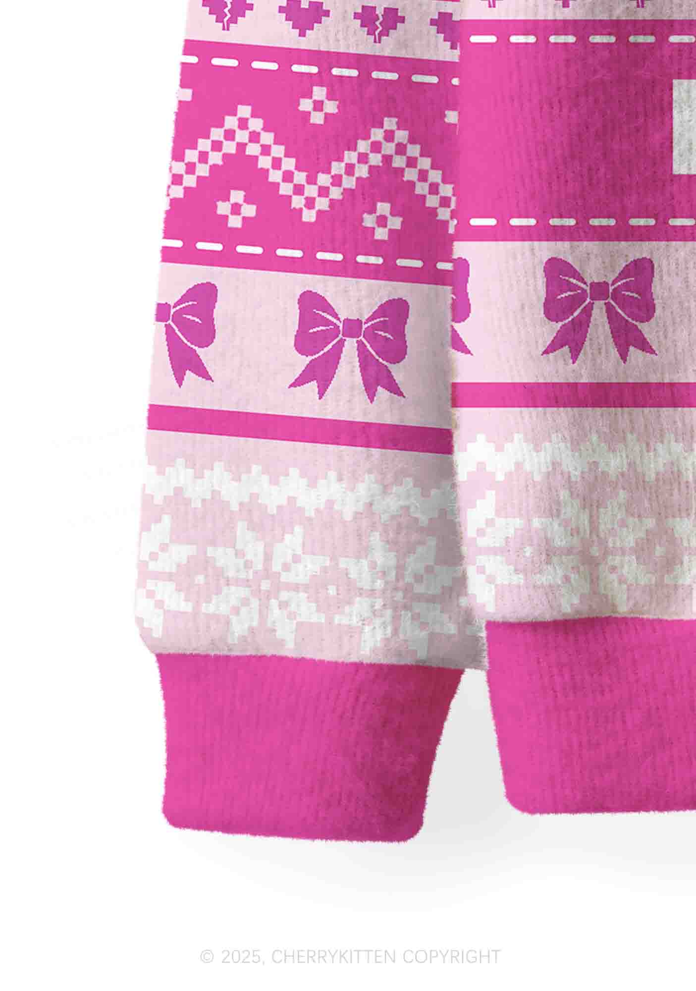 Emotional Support Bottom Pride Y2K Christmas Cardigan Knit Sweatshirt Cherrykitten - Image 4