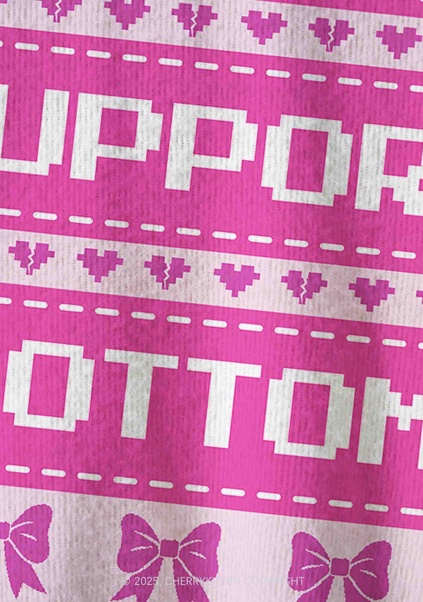 Emotional Support Bottom Pride Y2K Christmas Cardigan Knit Sweatshirt Cherrykitten - Image 5